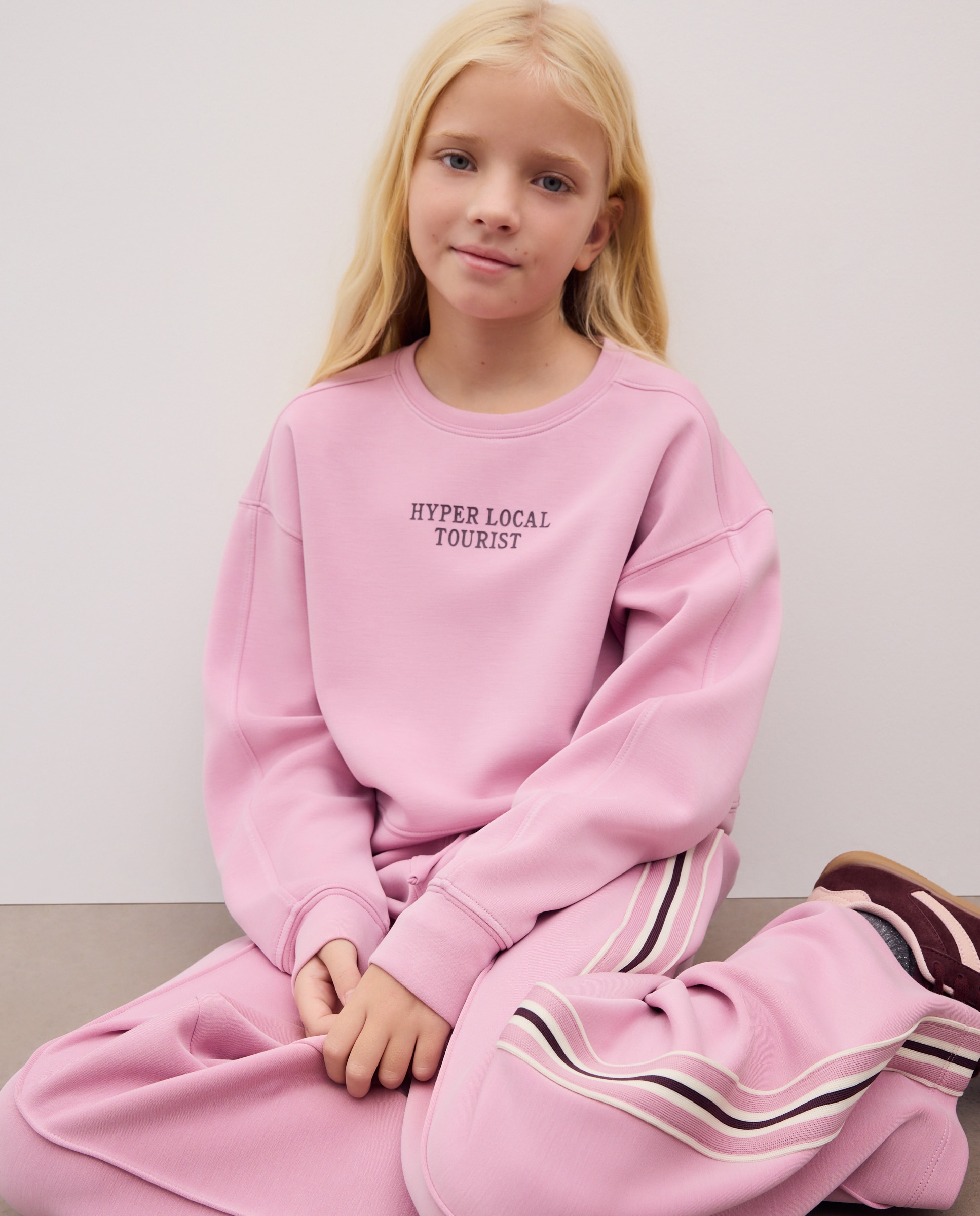 Sudadera modal cuello caja lisa con pequeño print tone to tone de niña - Kids El Corte Inglés - 282 Malva 282 Malva-1