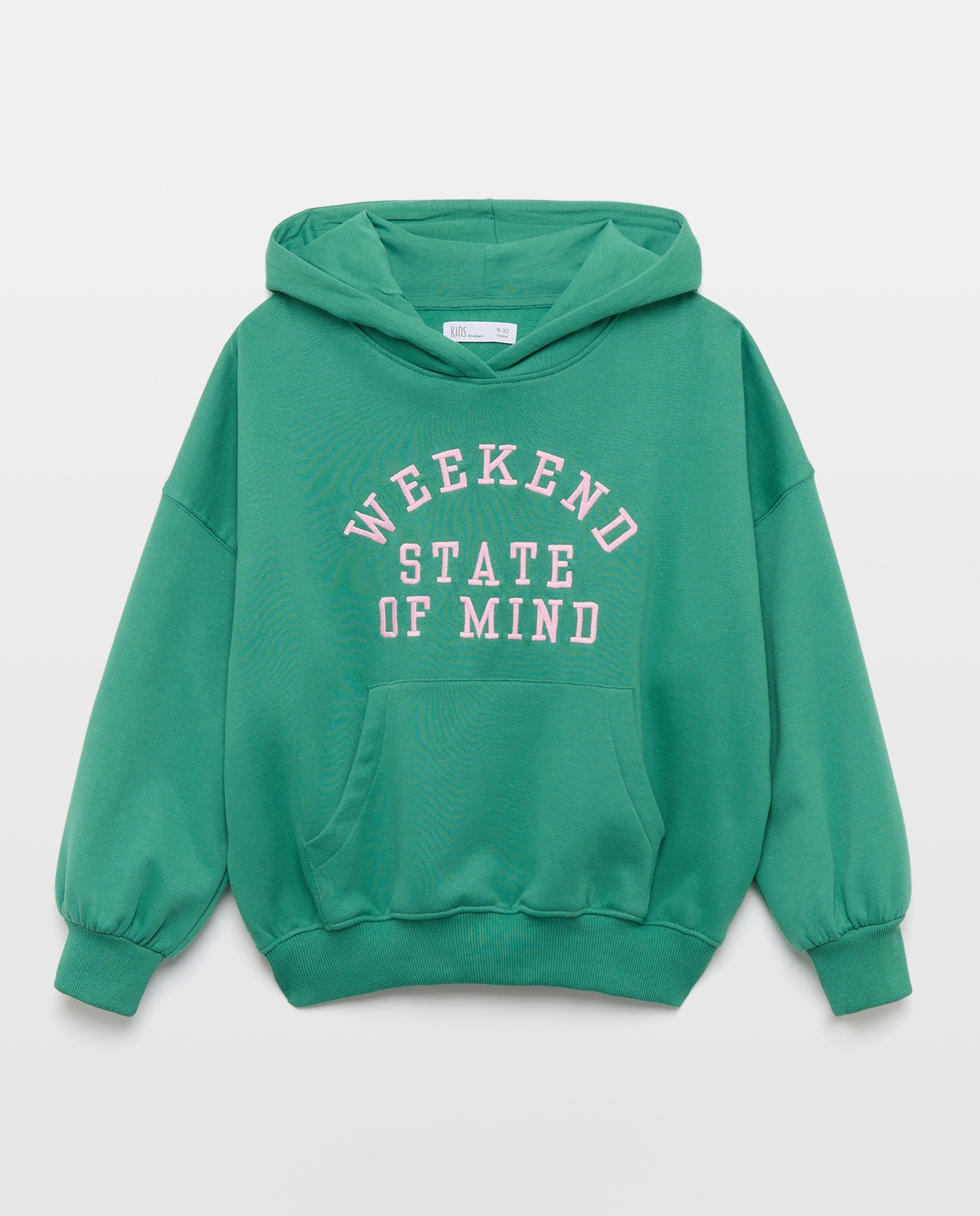 Sweatshirt Fechada com Capuz Oversize e com Estampado Posicional Varsity Bordado Verde-5
