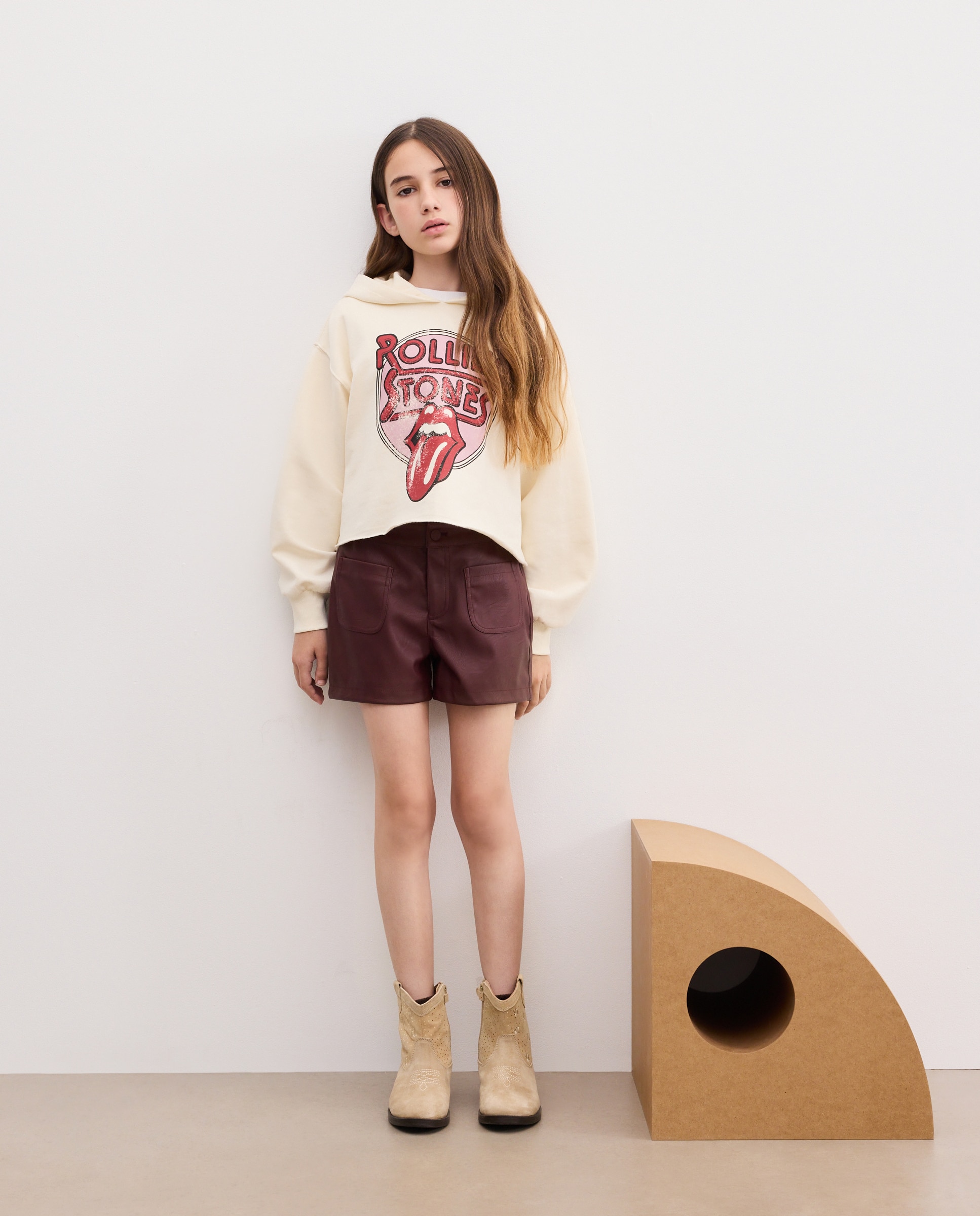 Sweatshirt Fechada com Capuz e Estampado Rolling Stones Branco-2