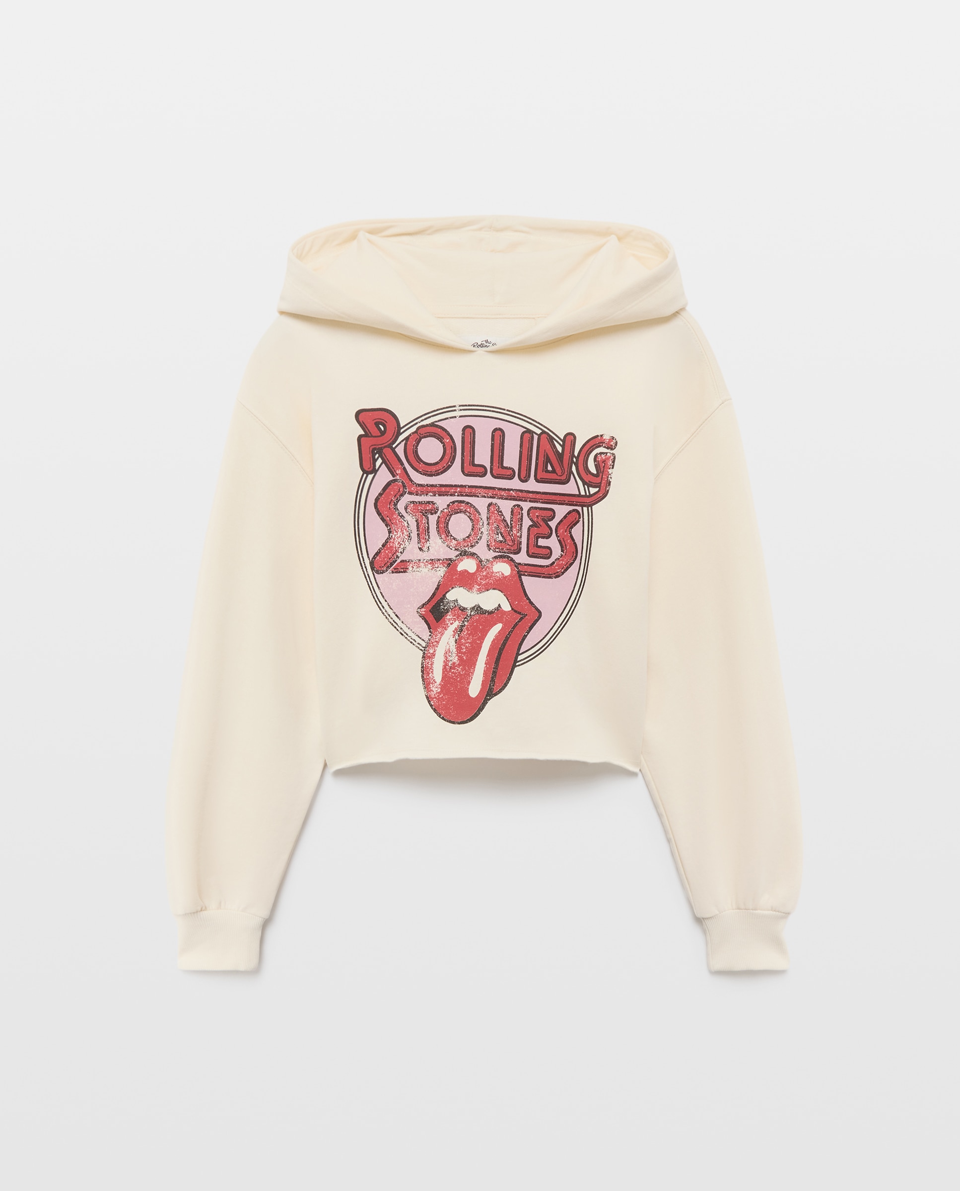 Sweatshirt Fechada com Capuz e Estampado Rolling Stones Branco-4