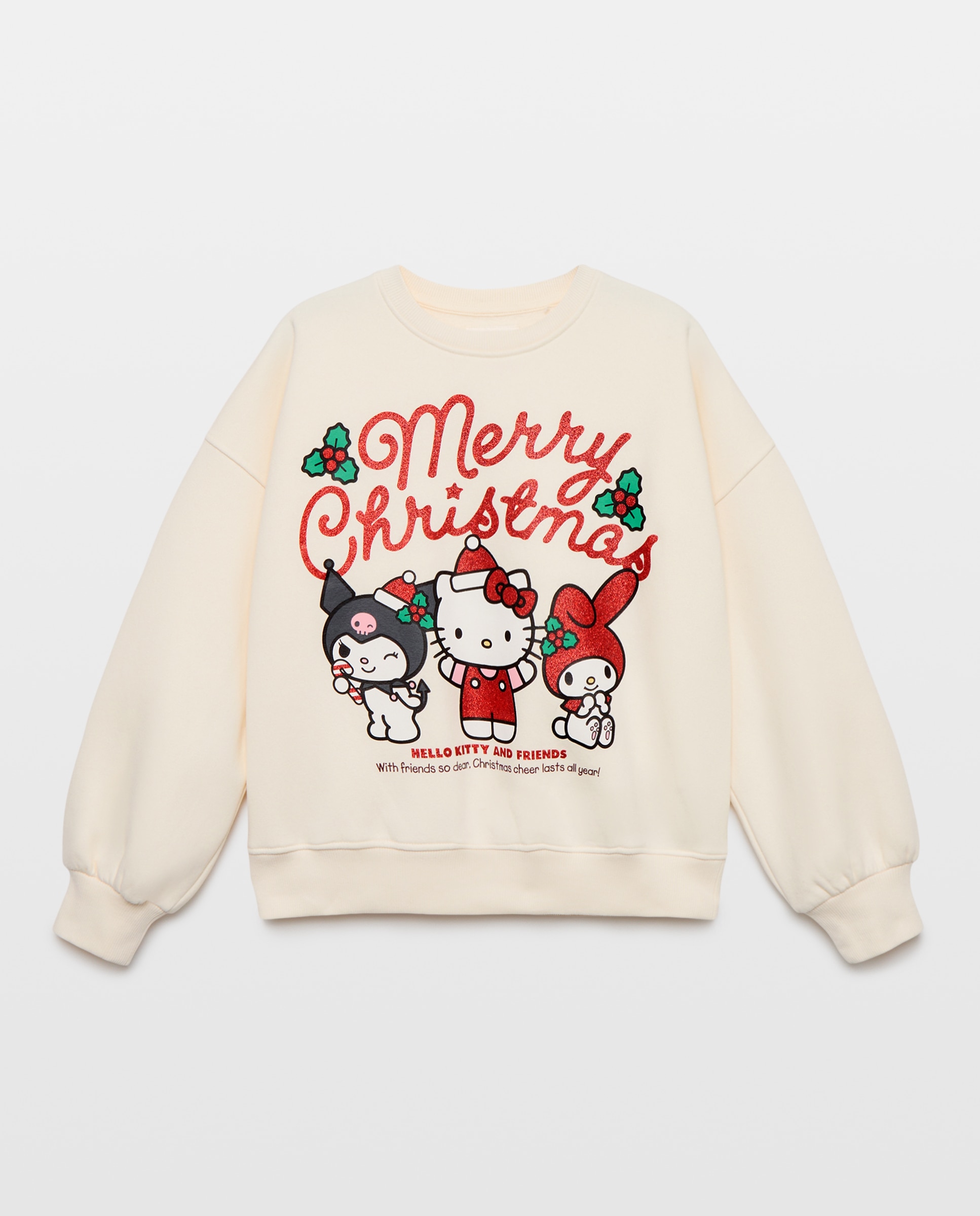 Sudadera sin capucha print HELLO KITTY y fantasía NAVIDAD de niña - Kids El Corte Inglés - Blanco Blanco-1