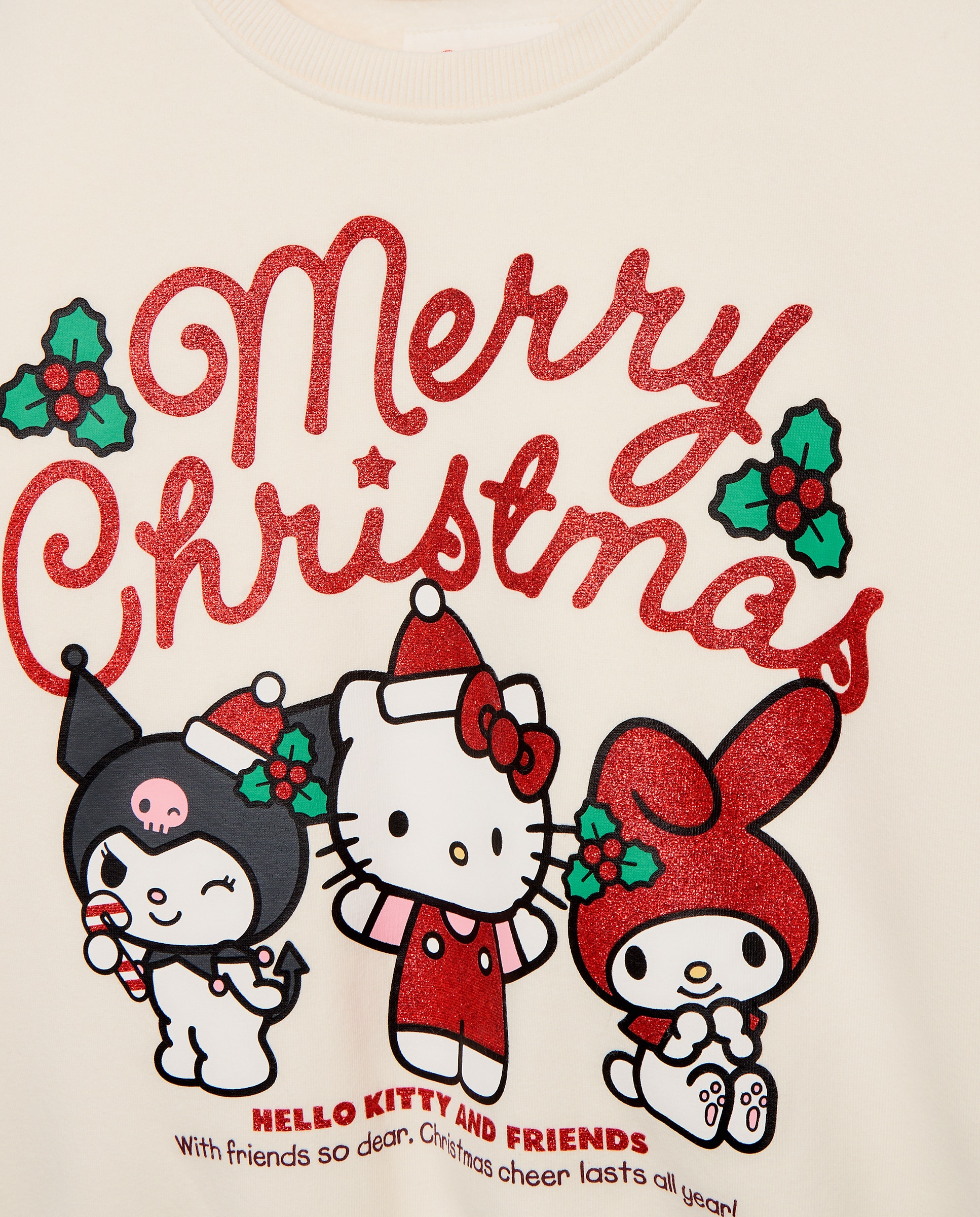 Sudadera sin capucha print HELLO KITTY y fantasía NAVIDAD de niña - Kids El Corte Inglés - Blanco Blanco-2