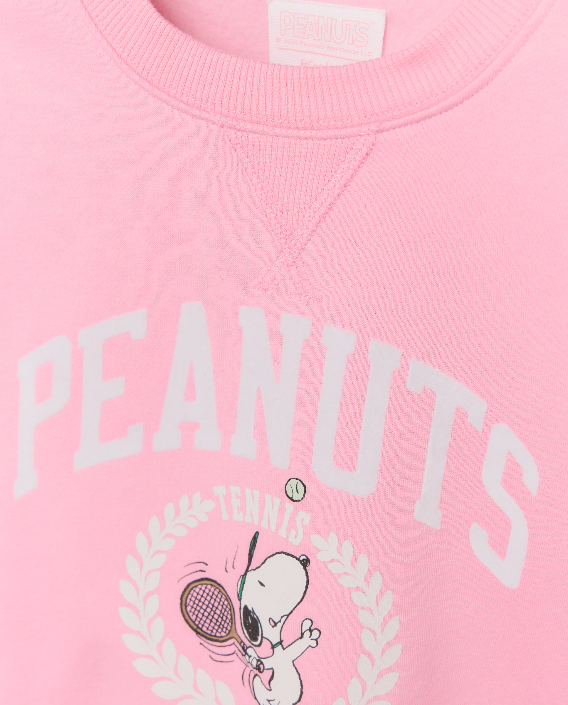 Sweatshirt de Decote Redondo com Estampado Posicional Snoopy "Peanuts" Rosa-5