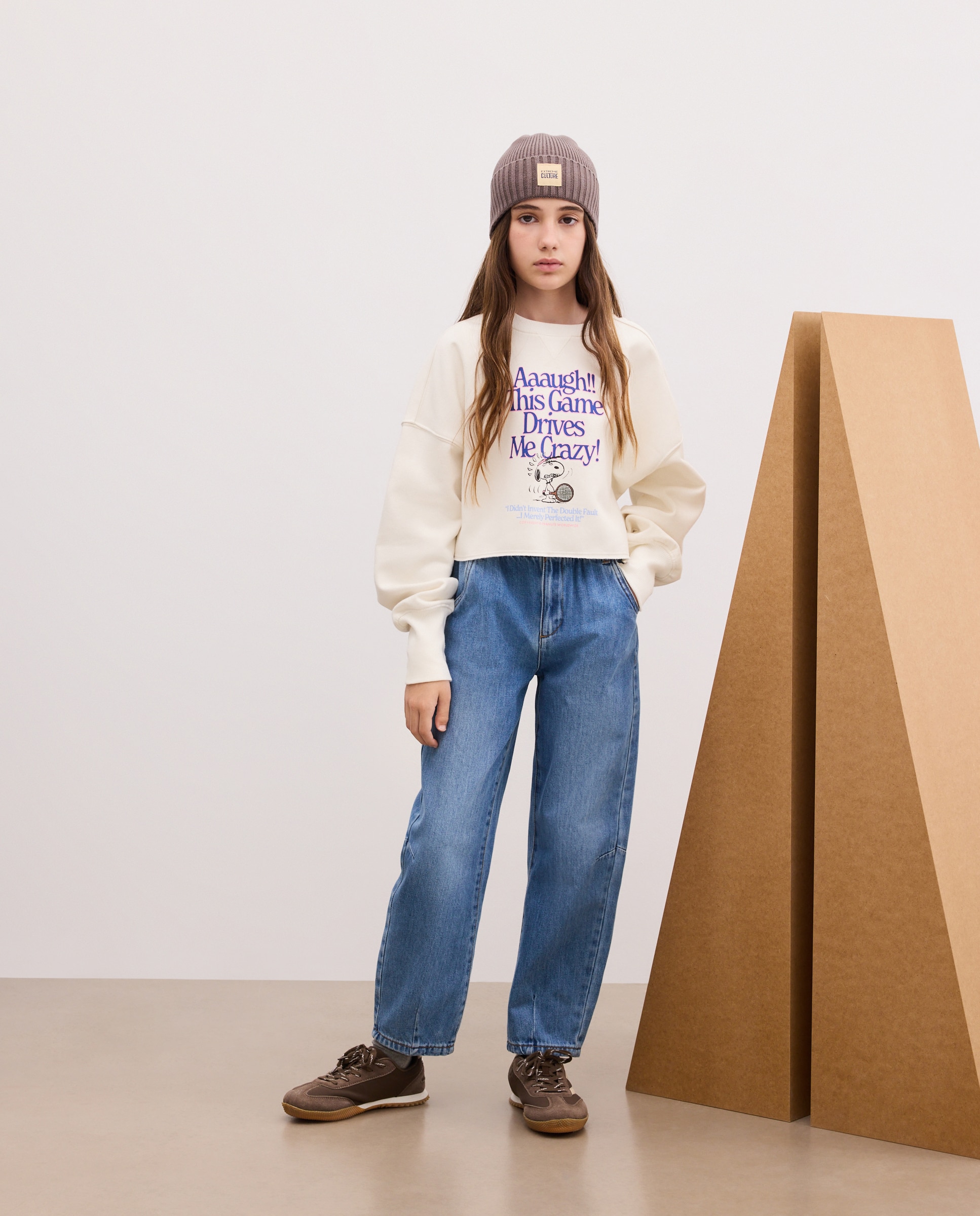 Sweatshirt de Decote Redondo com Estampado Posicional Snoopy "N.Y.C" Branco-2