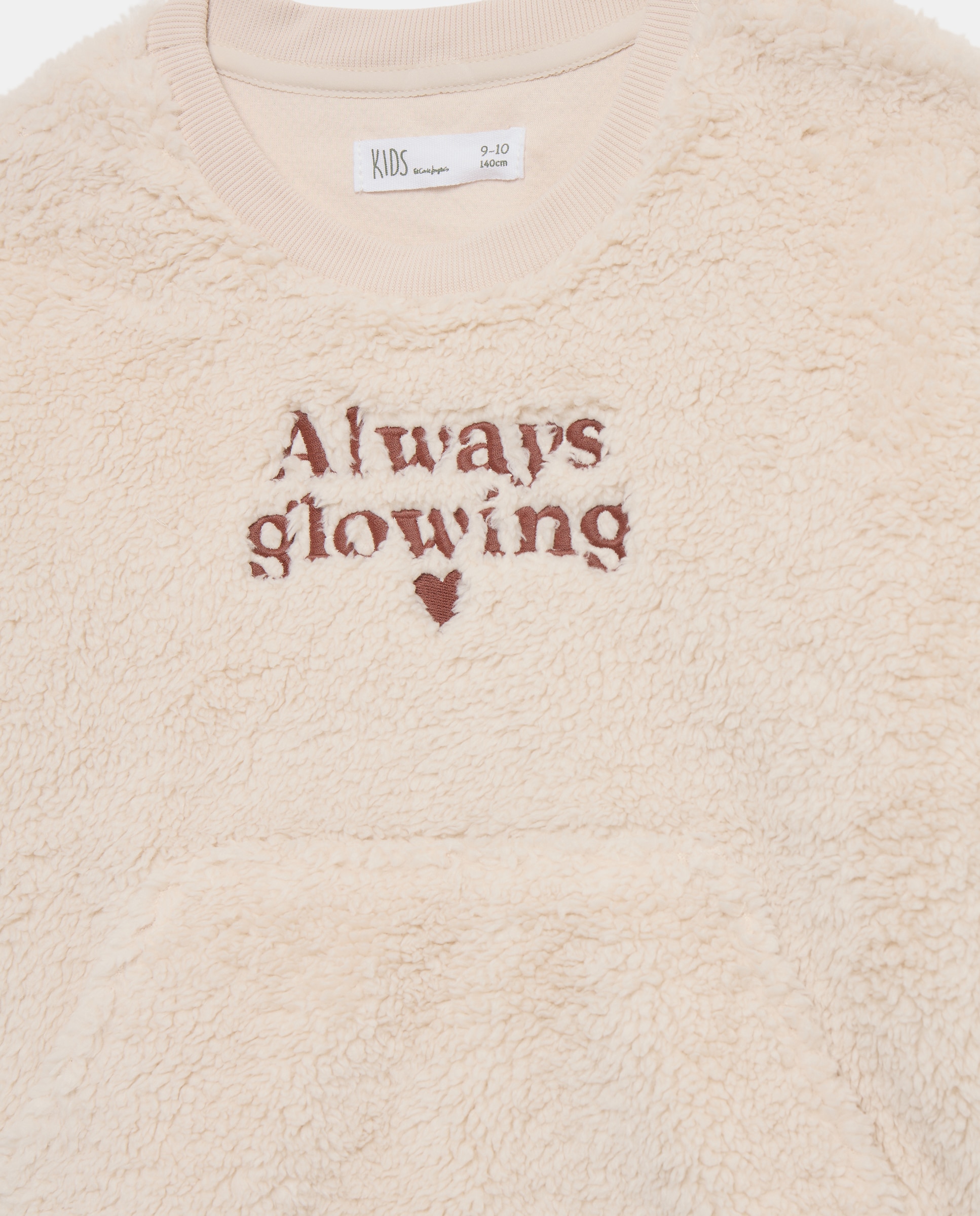 Sudadera cuello caja con borreguito y bordado frontal de niña - Kids El Corte Inglés - 120 Crudo 120 Crudo-5