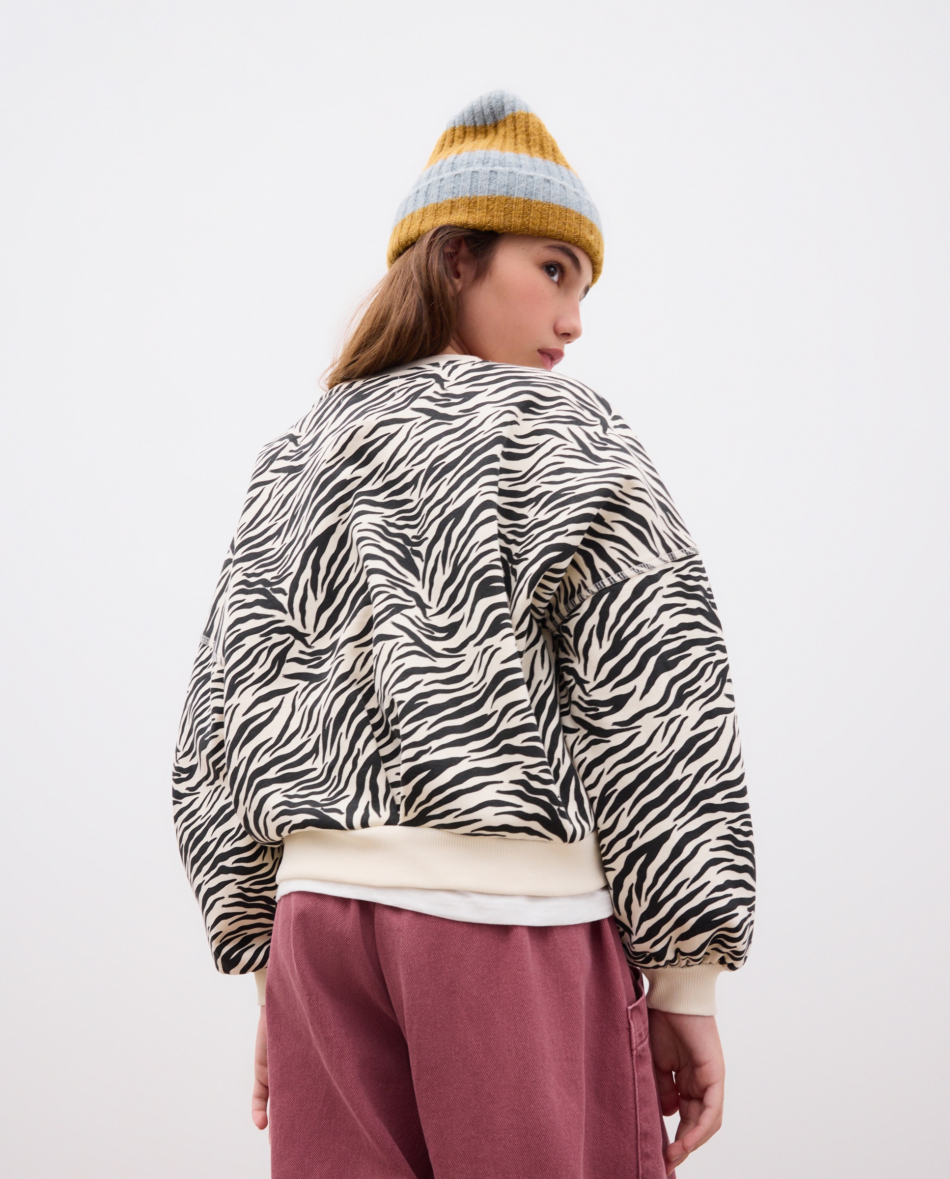 Sudadera cuello caja all over print animal cebra de niña - Kids El Corte Inglés - Gris Gris-3