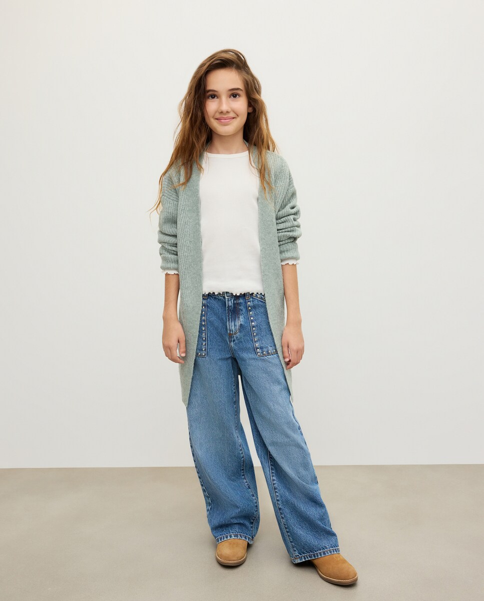 Casaco de Tricot Comprido com Bolsos Sabão-2