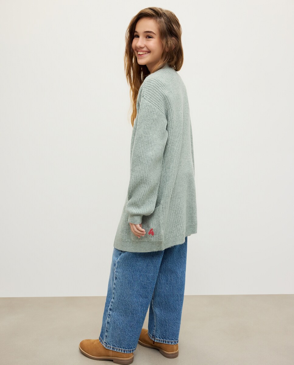 Casaco de Tricot Comprido com Bolsos Sabão-3