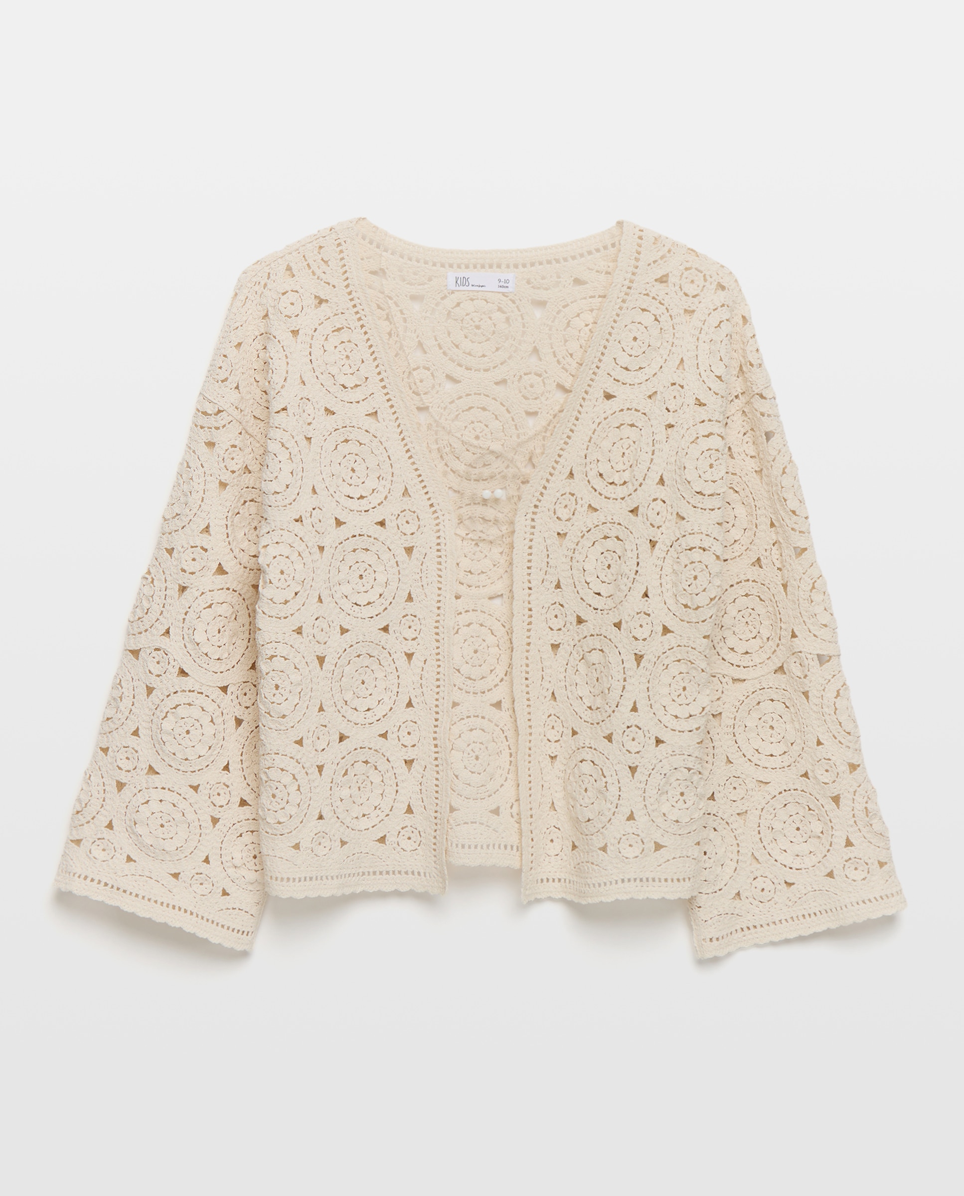Casaco Tipo Kimono em Crochet 120 Cru-5