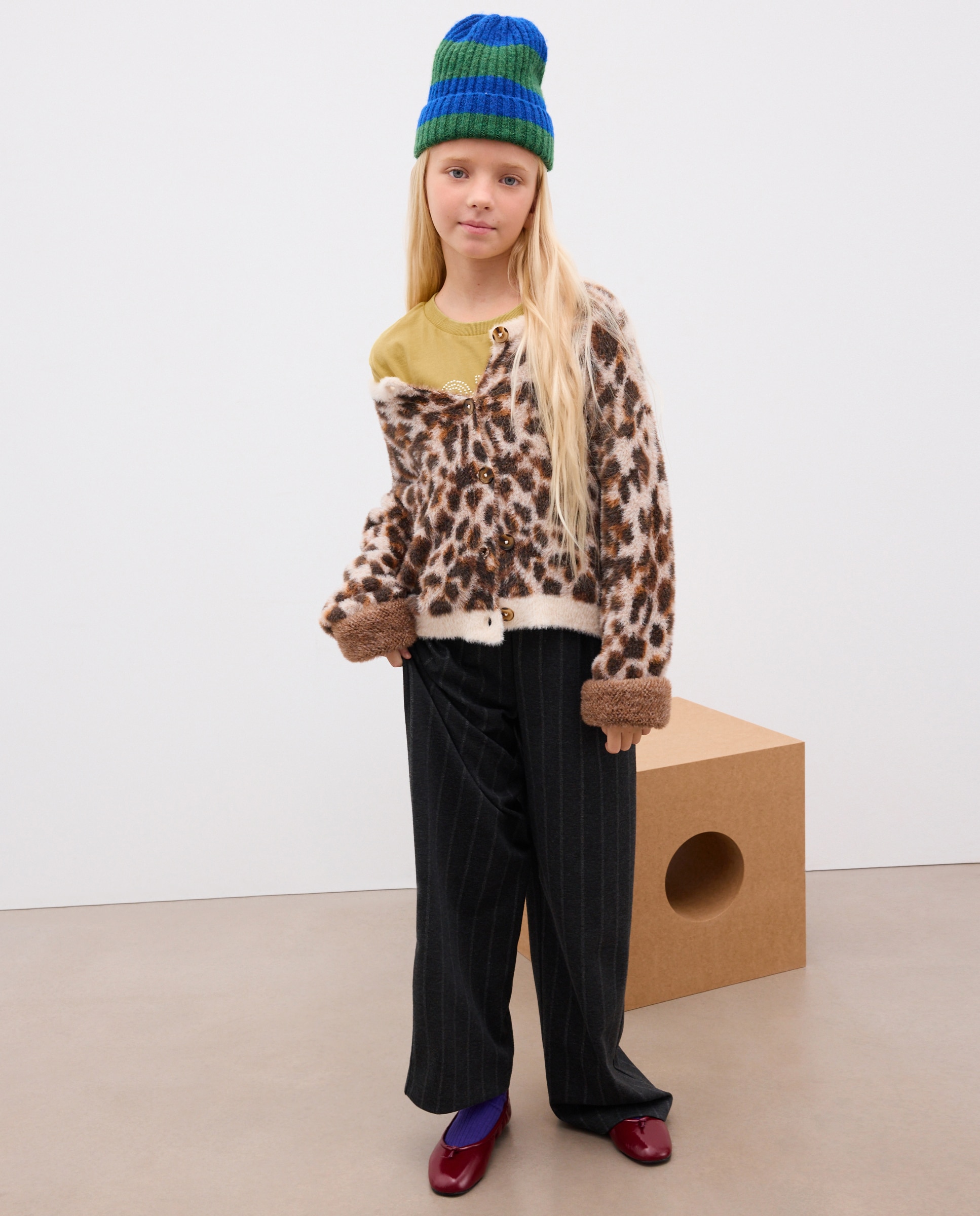 Chaqueta punto pelo jacquard animal print galga media de niña - Kids El Corte Inglés - Marrón Marrón-1