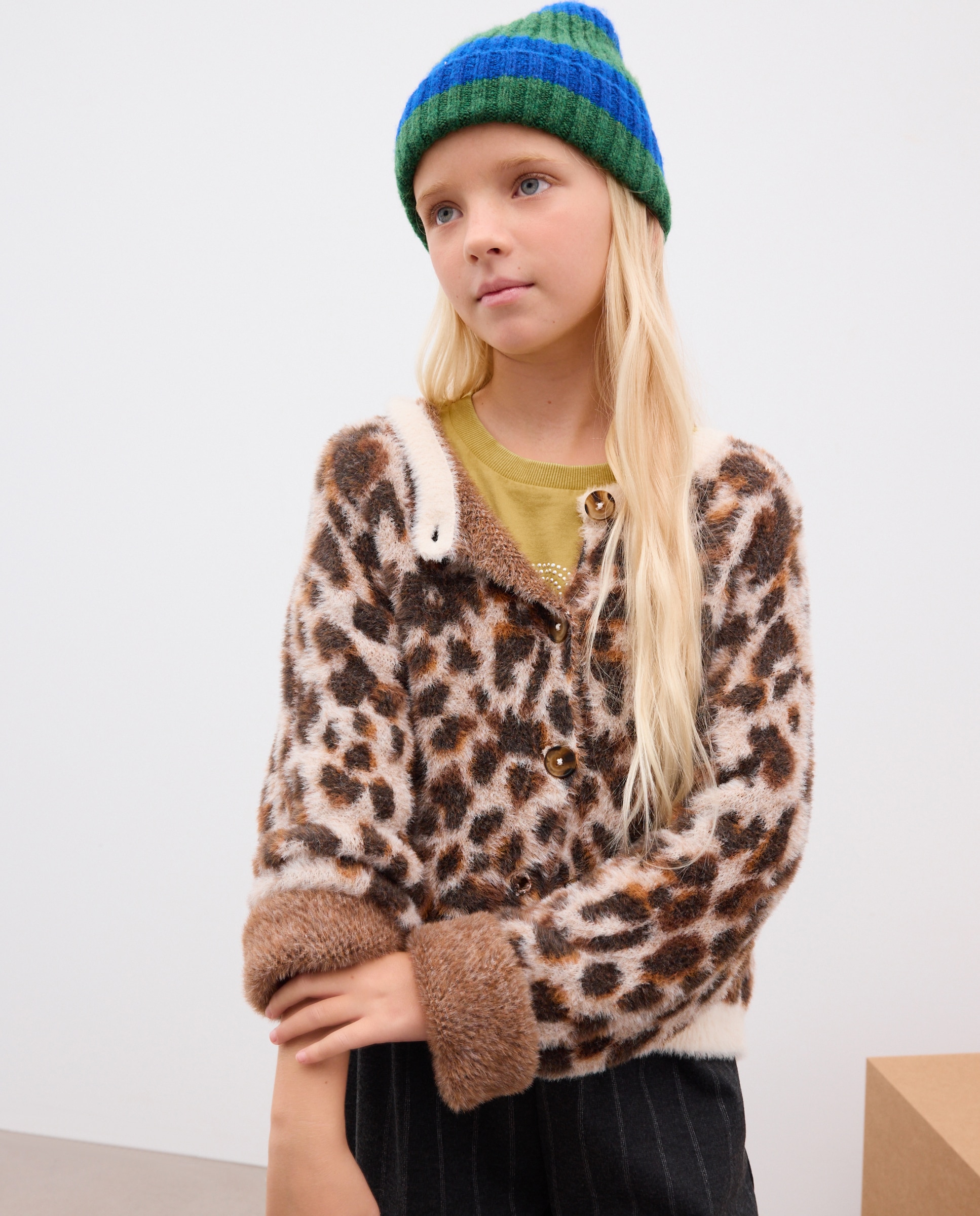 Chaqueta punto pelo jacquard animal print galga media de niña - Kids El Corte Inglés - Marrón Marrón-2