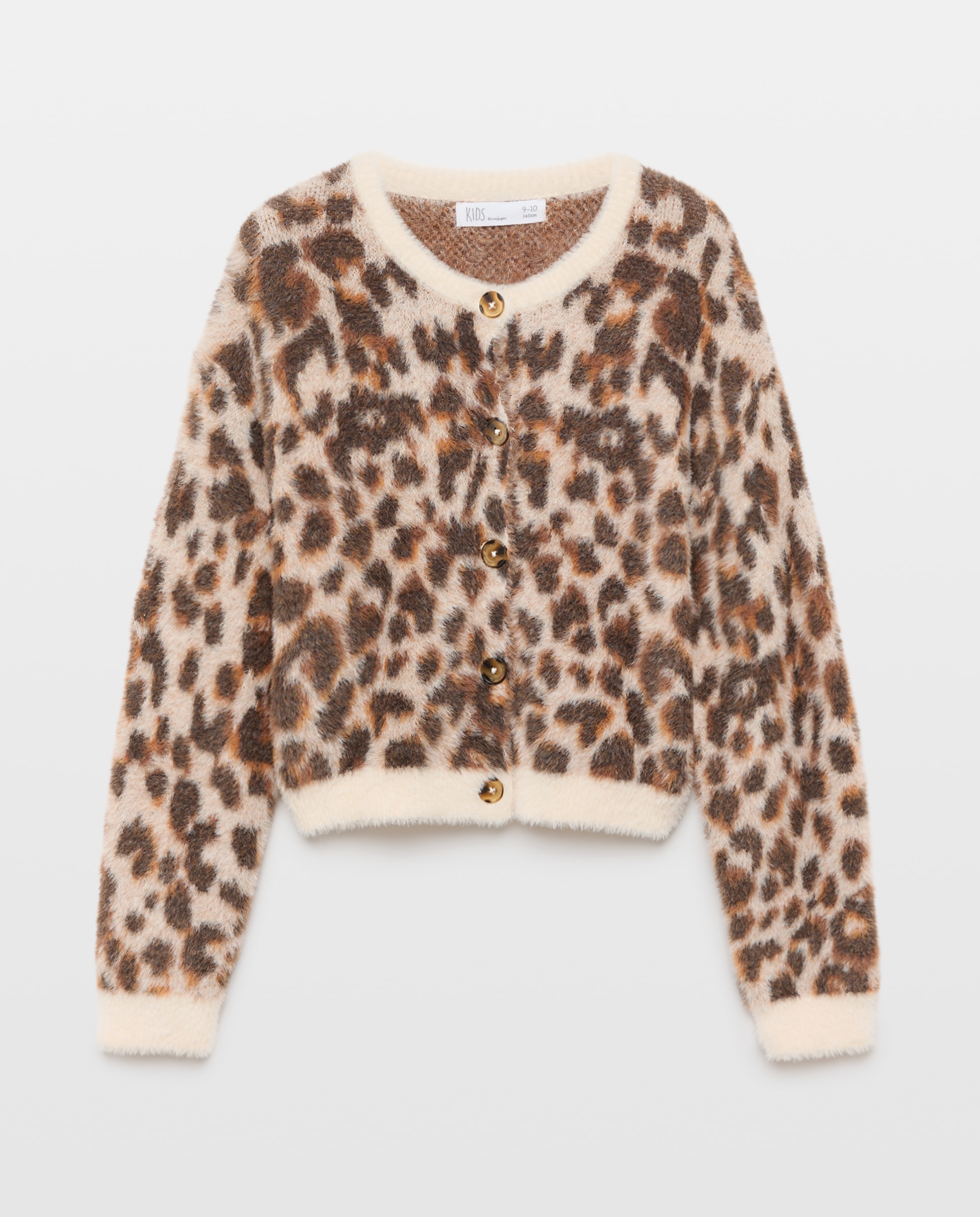 Chaqueta punto pelo jacquard animal print galga media de niña - Kids El Corte Inglés - Marrón Marrón-4