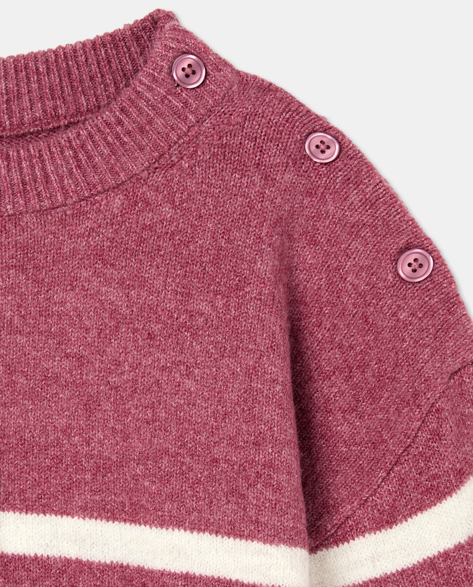 Camisola de Malha Básica às Riscas Rosa-5