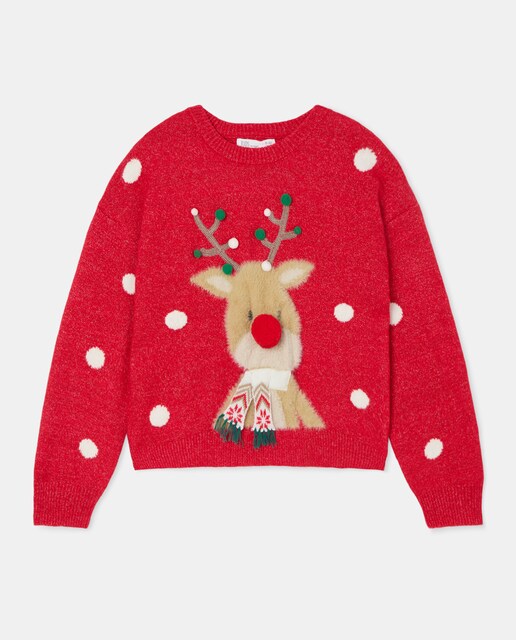 Imagem 0 de Camisola de Malha com Decote Redondo e Motivo Natalício