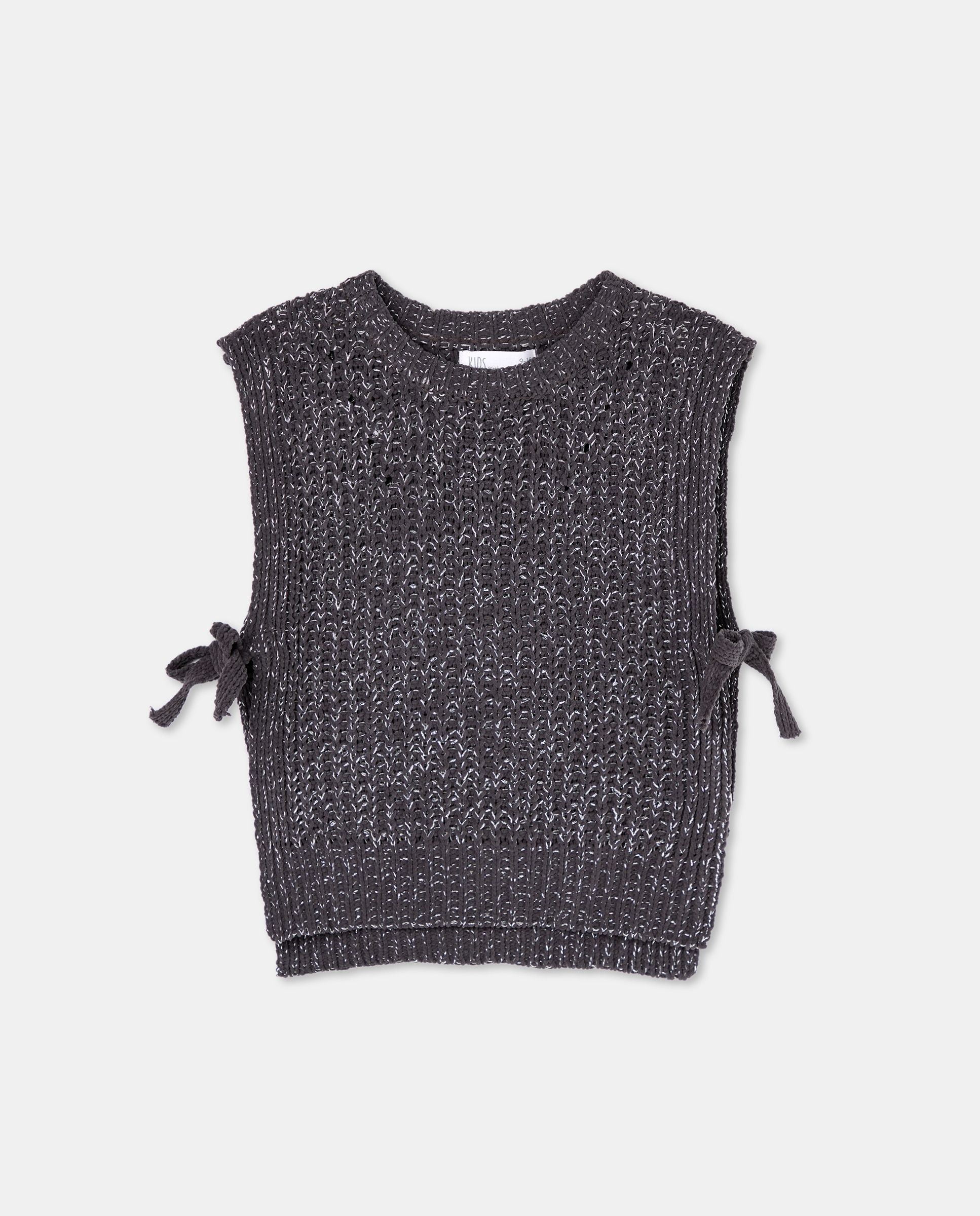 Colete de Tricot Chenille com Fio Metalizado e Laços Laterais Kids El Corte Inglés Chumbo-4
