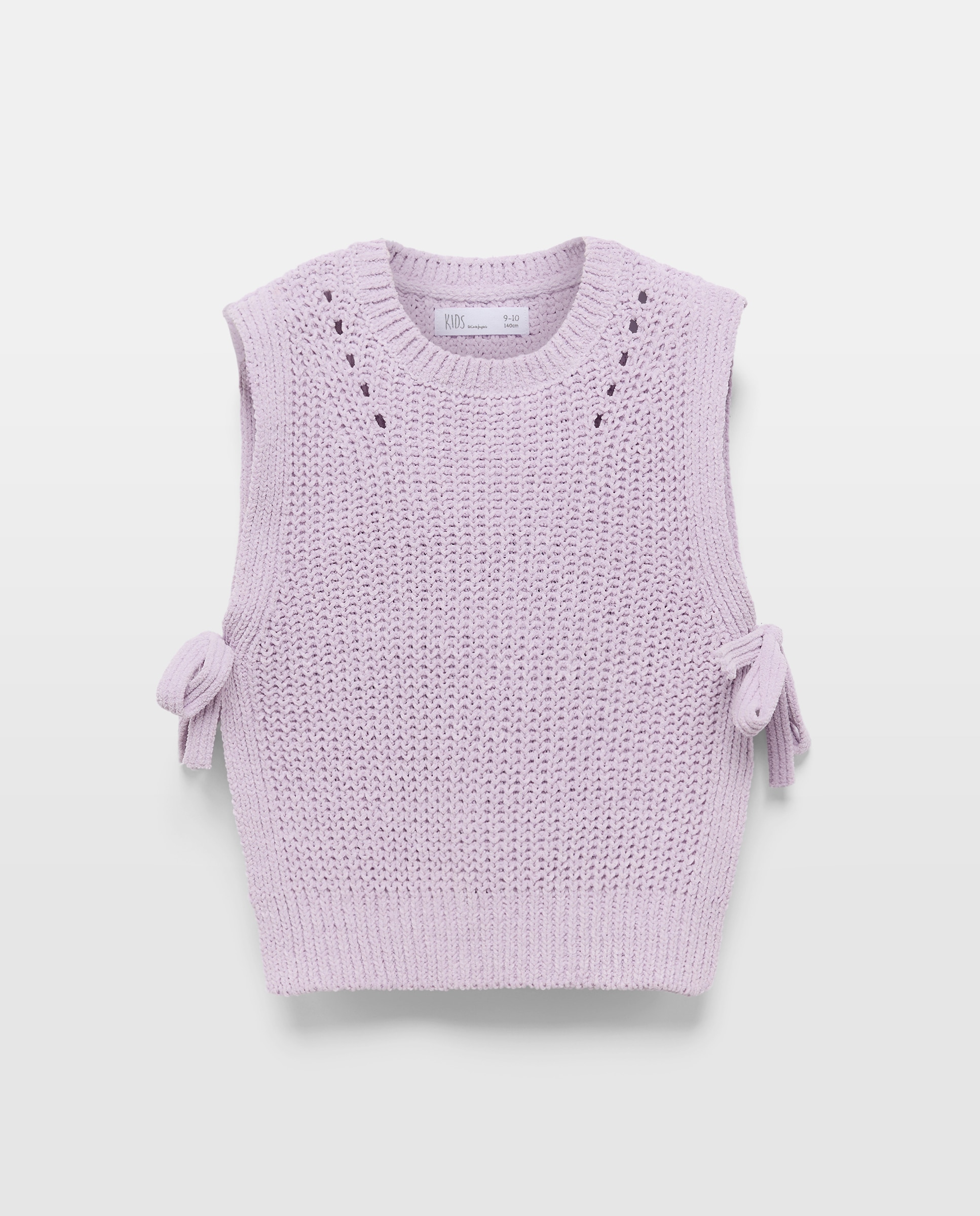 Colete de Tricot Chenille com Laços Laterais 284 Lilás-4