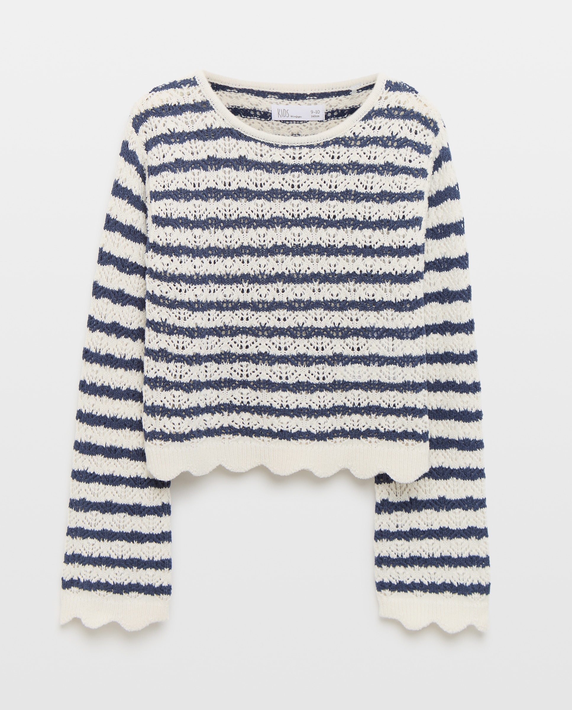 Jersey cuello caja desagujado rayas bajo ondulado de niña - Kids El Corte Inglés - Marrón Azul-5