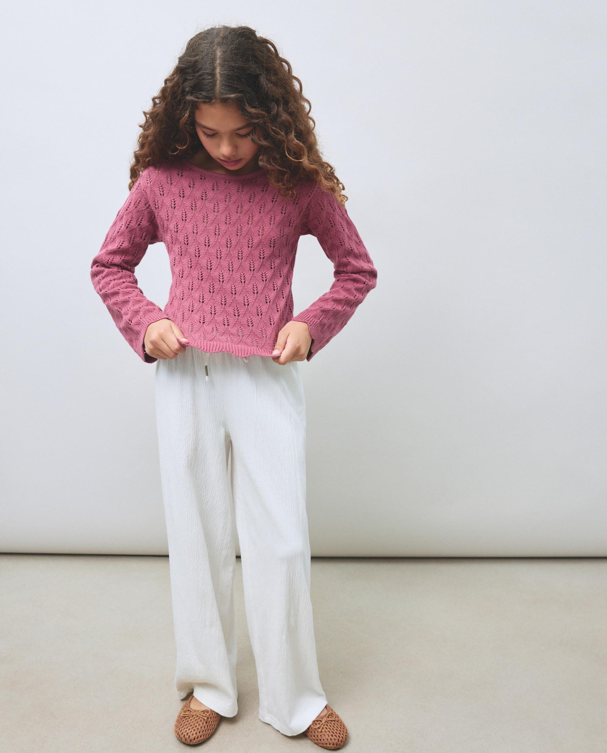 Camisola de Malha Aberta Cropped Ameixa-2