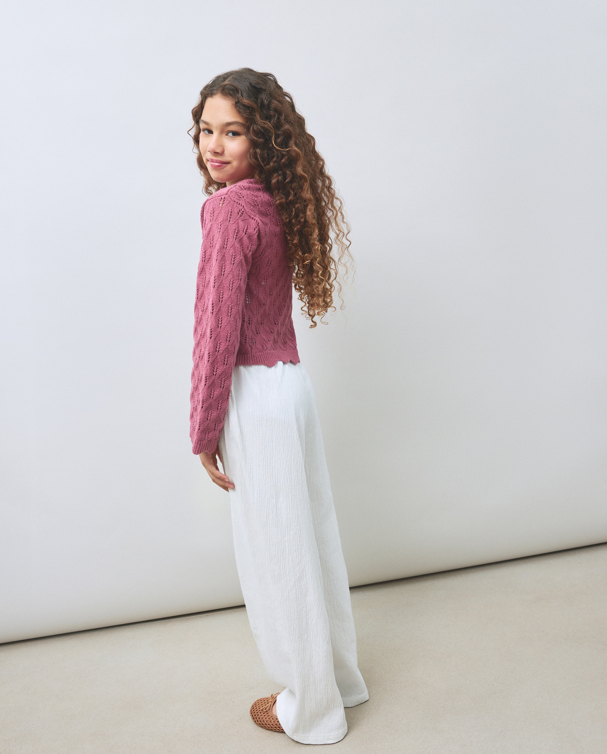 Camisola de Malha Aberta Cropped Ameixa-3