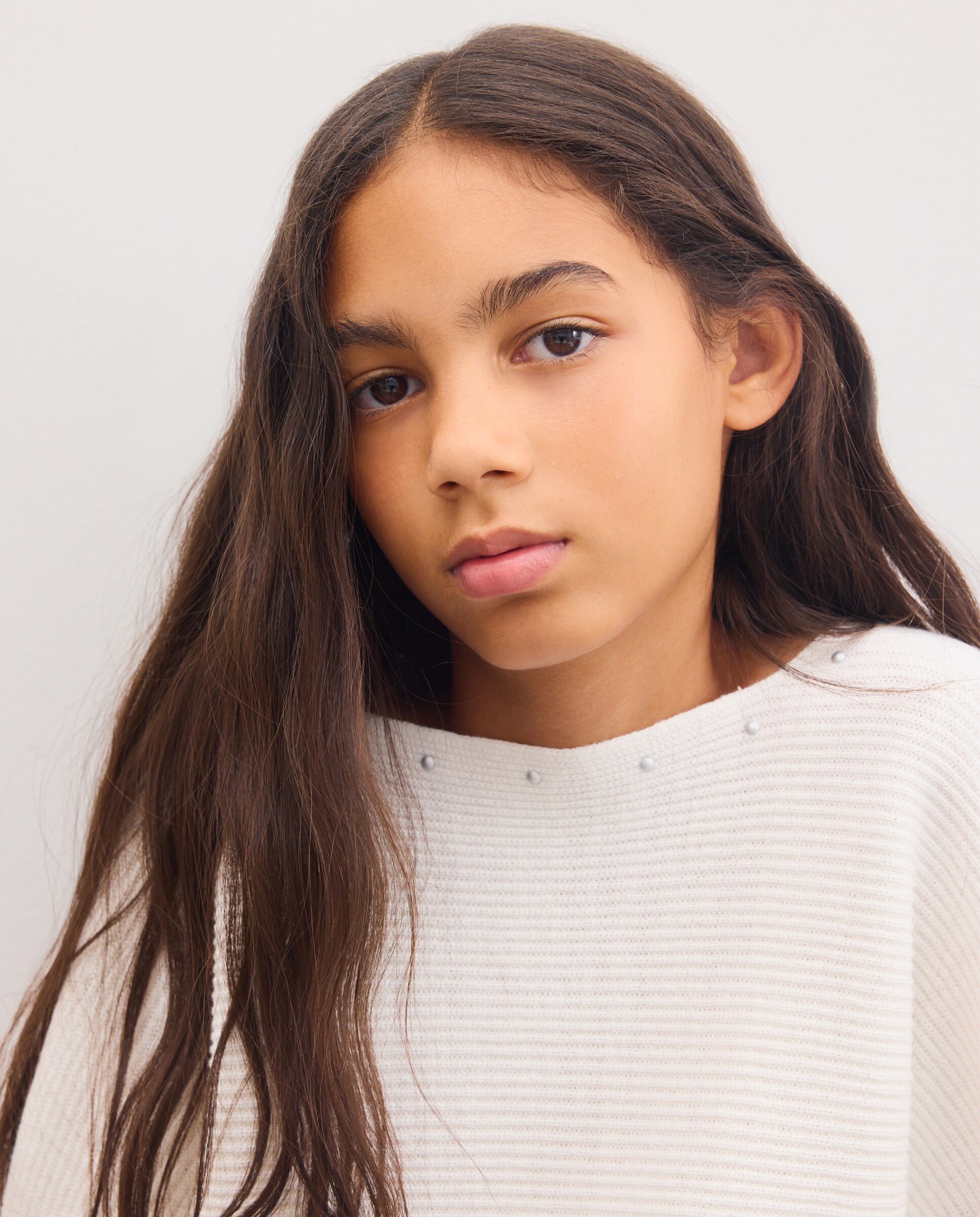 Jersey de niña con manga murciélago con tachas en cuello - Kids El Corte Inglés - Blanco roto Blanco roto-3
