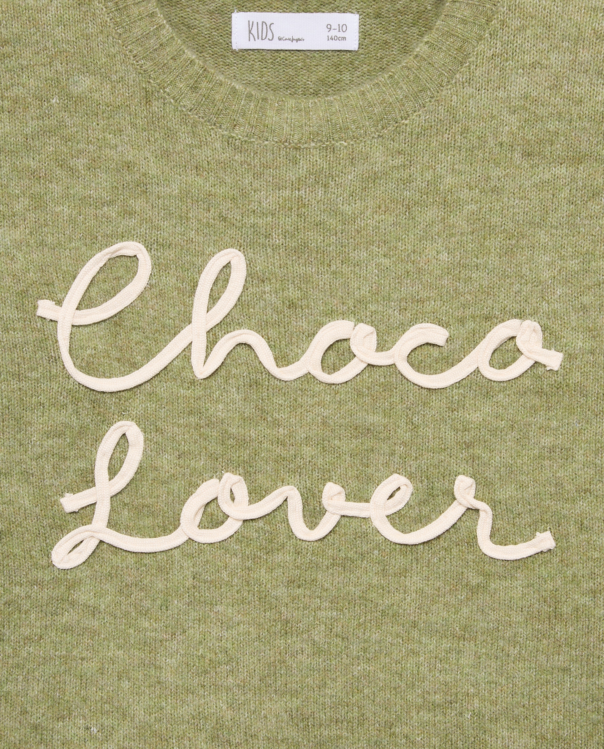 Camisola de Malha com Efeito de Peça Dupla com Fantasia de Texto em Cordão Verde-2