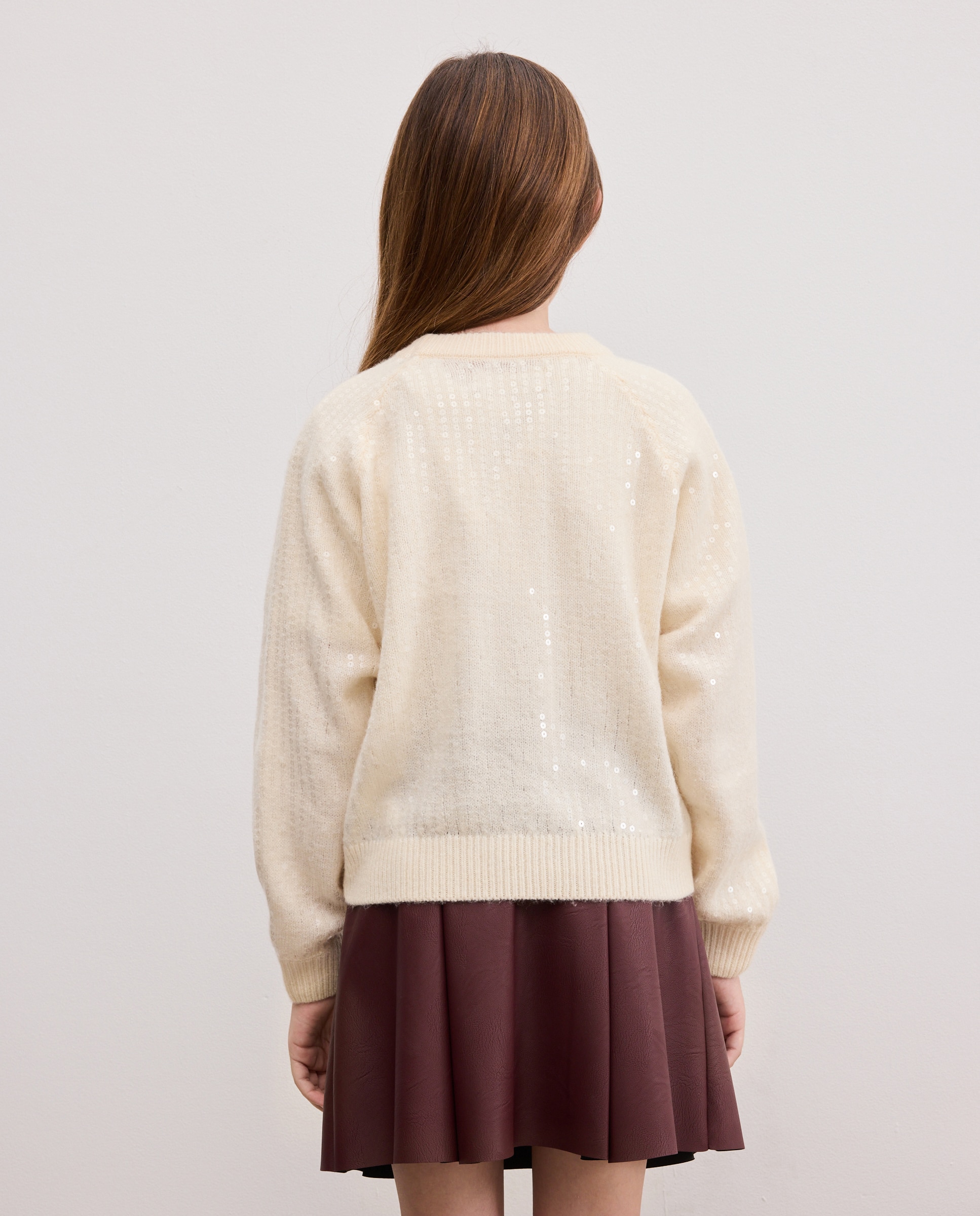 Jersey liso cuello caja lentejuelas de niña - Kids El Corte Inglés - 120 Crudo 120 Crudo-3