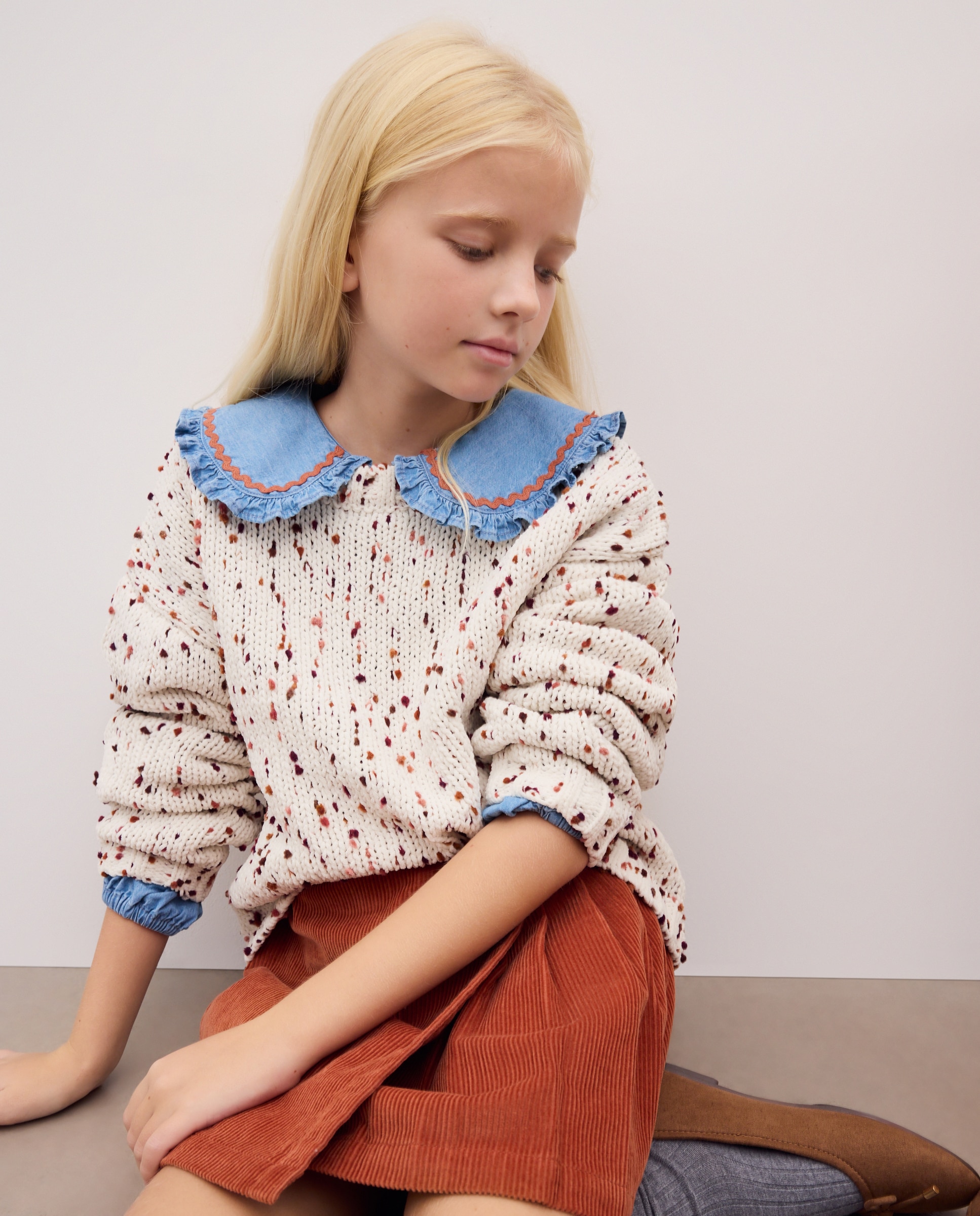 Jersey cuello caja chenilla neps de colores de niña - Kids El Corte Inglés - 120 Crudo 120 Crudo-1