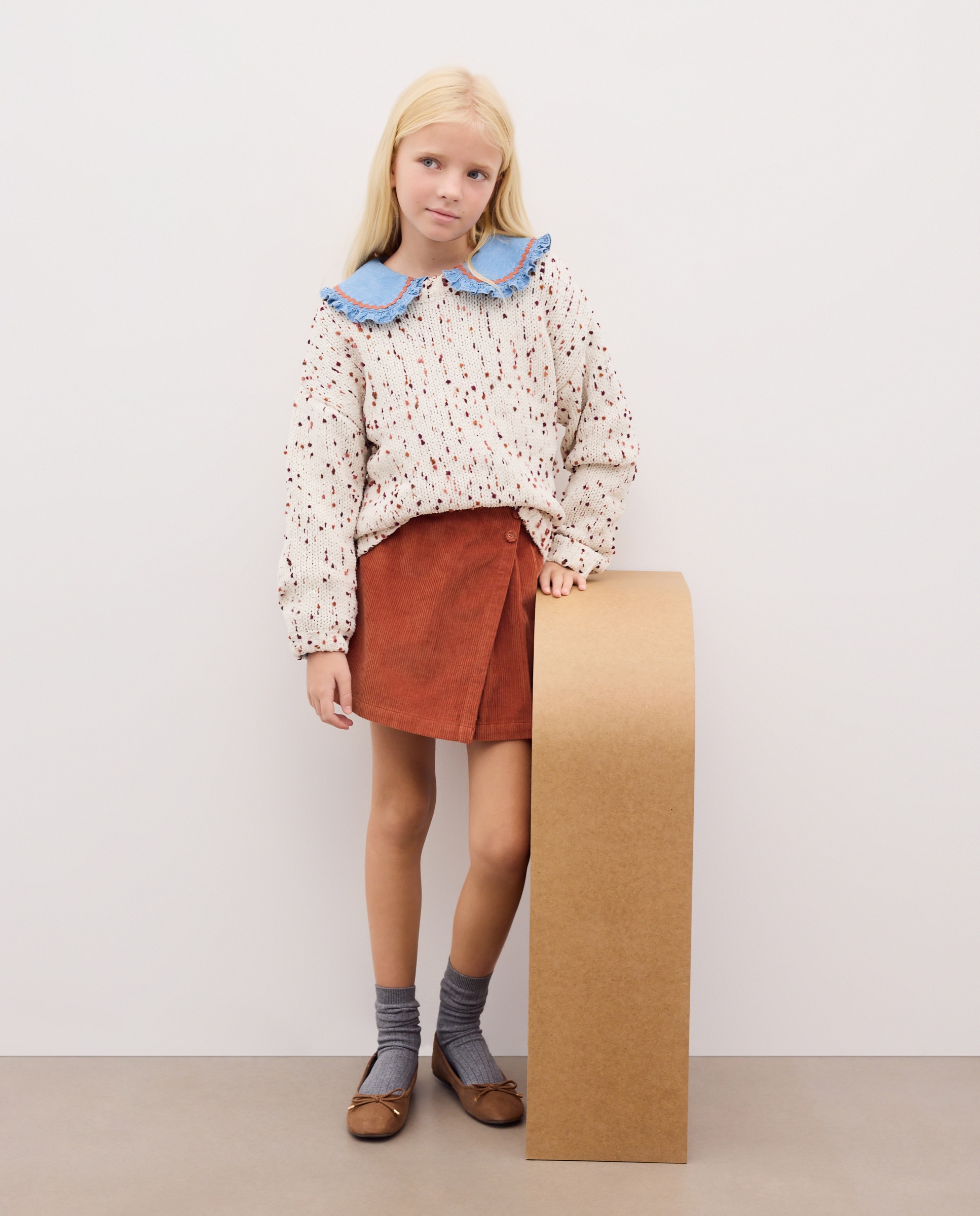 Jersey cuello caja chenilla neps de colores de niña - Kids El Corte Inglés - 120 Crudo 120 Crudo-2