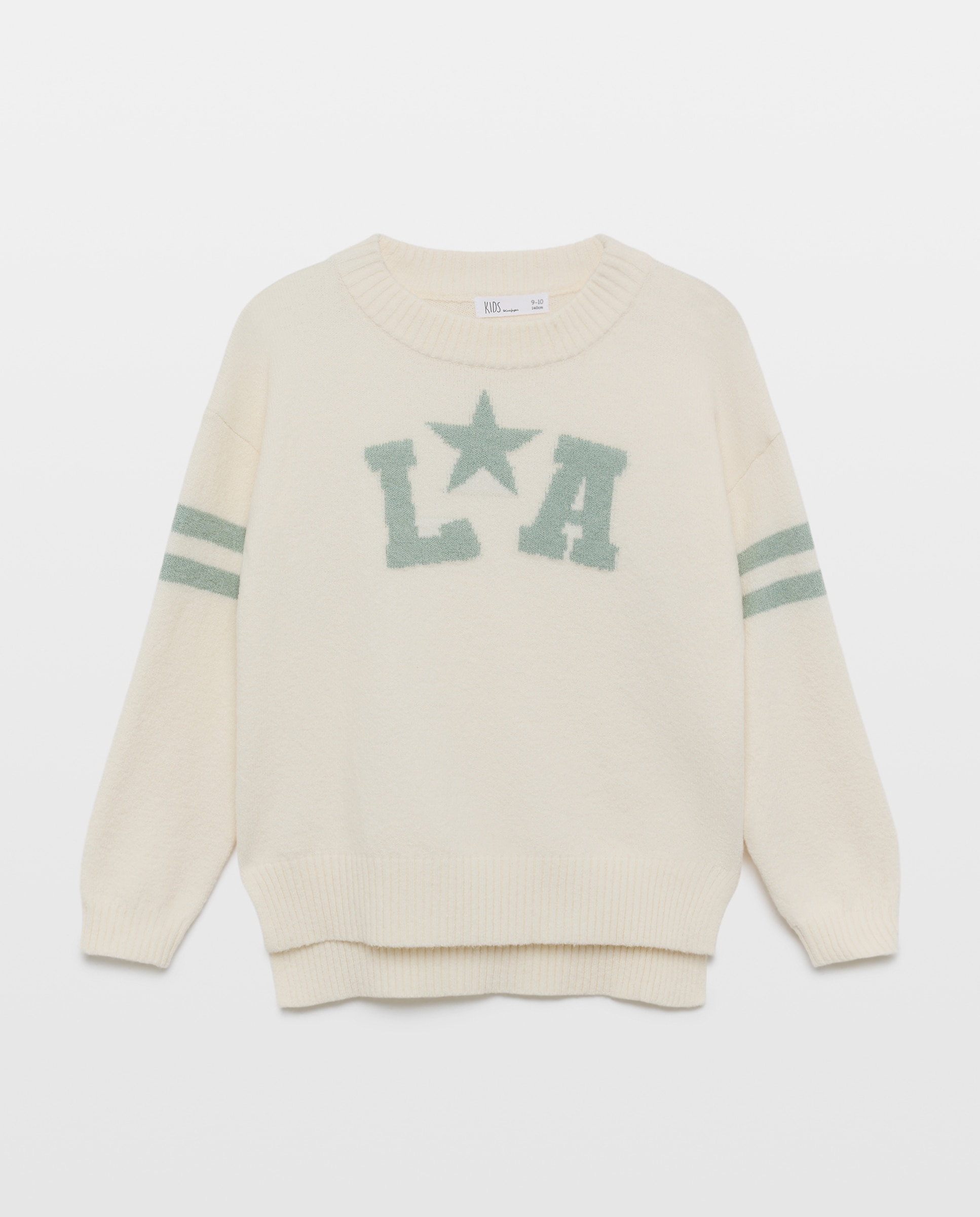 Imagem 0 de Camisola de Malha de Decote Redondo com Intársia de Texto Varsity e Riscas na Manga