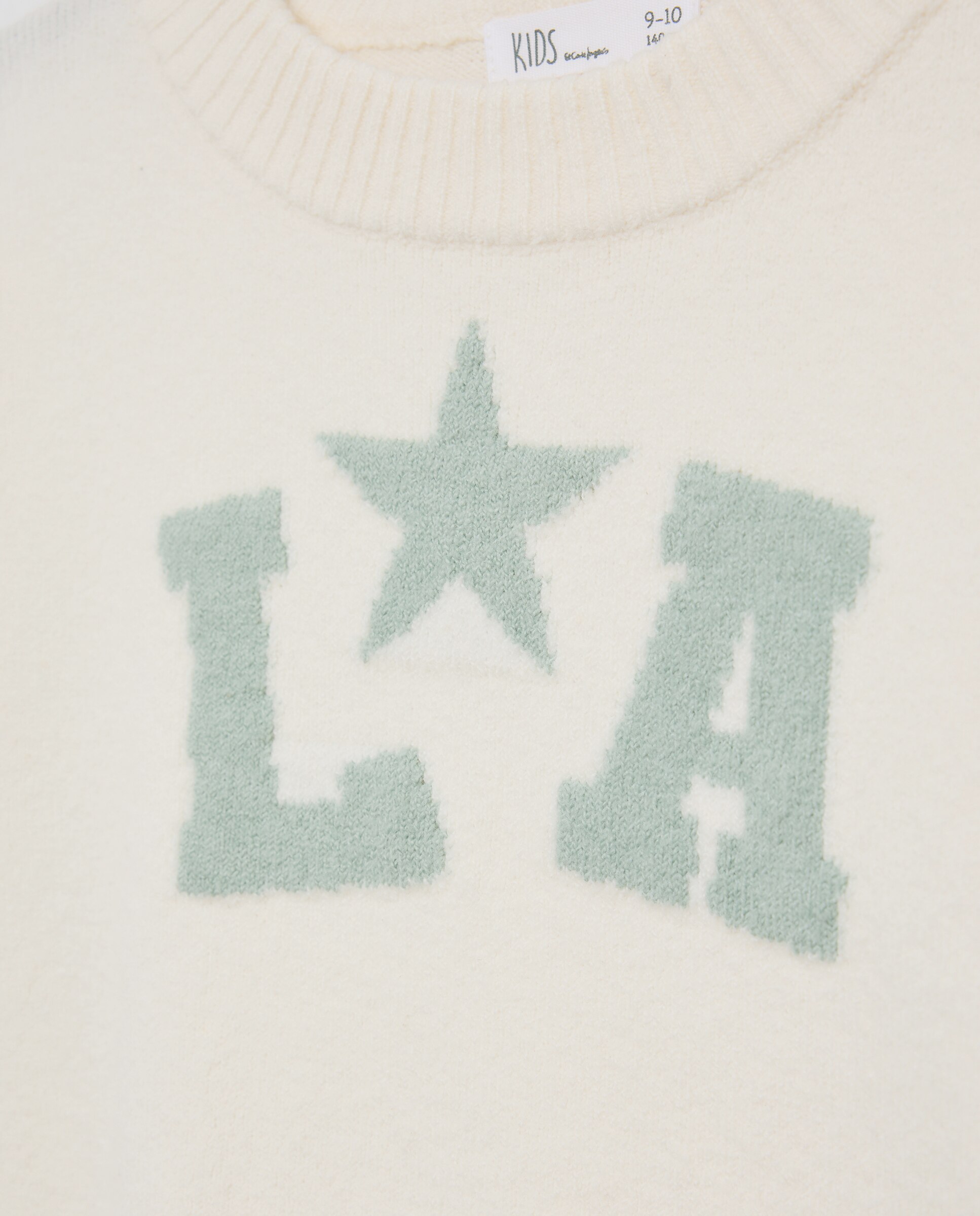 Camisola de Malha de Decote Redondo com Intársia de Texto Varsity e Riscas na Manga Kids El Corte Inglés Branco-2