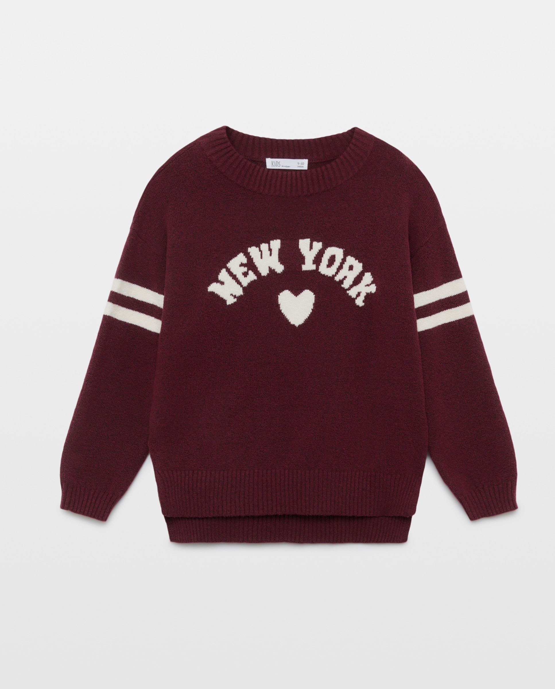 Imagem 0 de Camisola de Malha de Decote Redondo com Intársia de Texto Varsity e Riscas na Manga