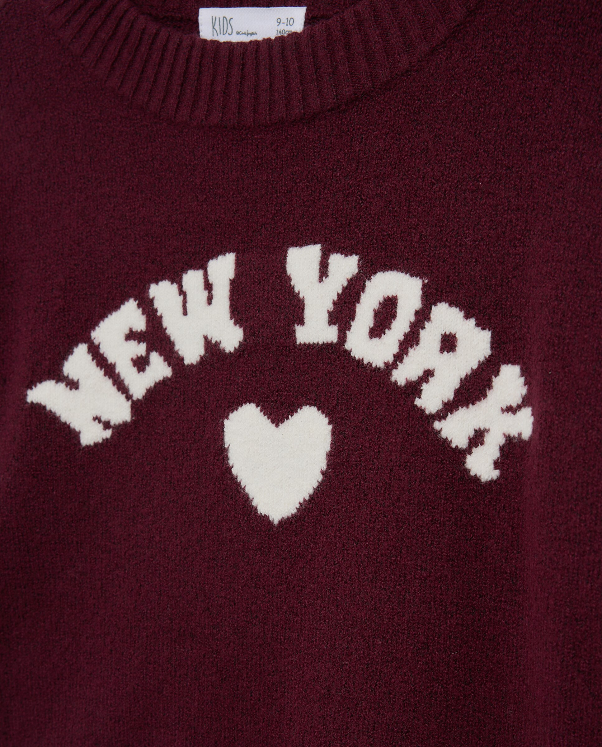 Camisola de Malha de Decote Redondo com Intársia de Texto Varsity e Riscas na Manga Kids El Corte Inglés Rosa-2