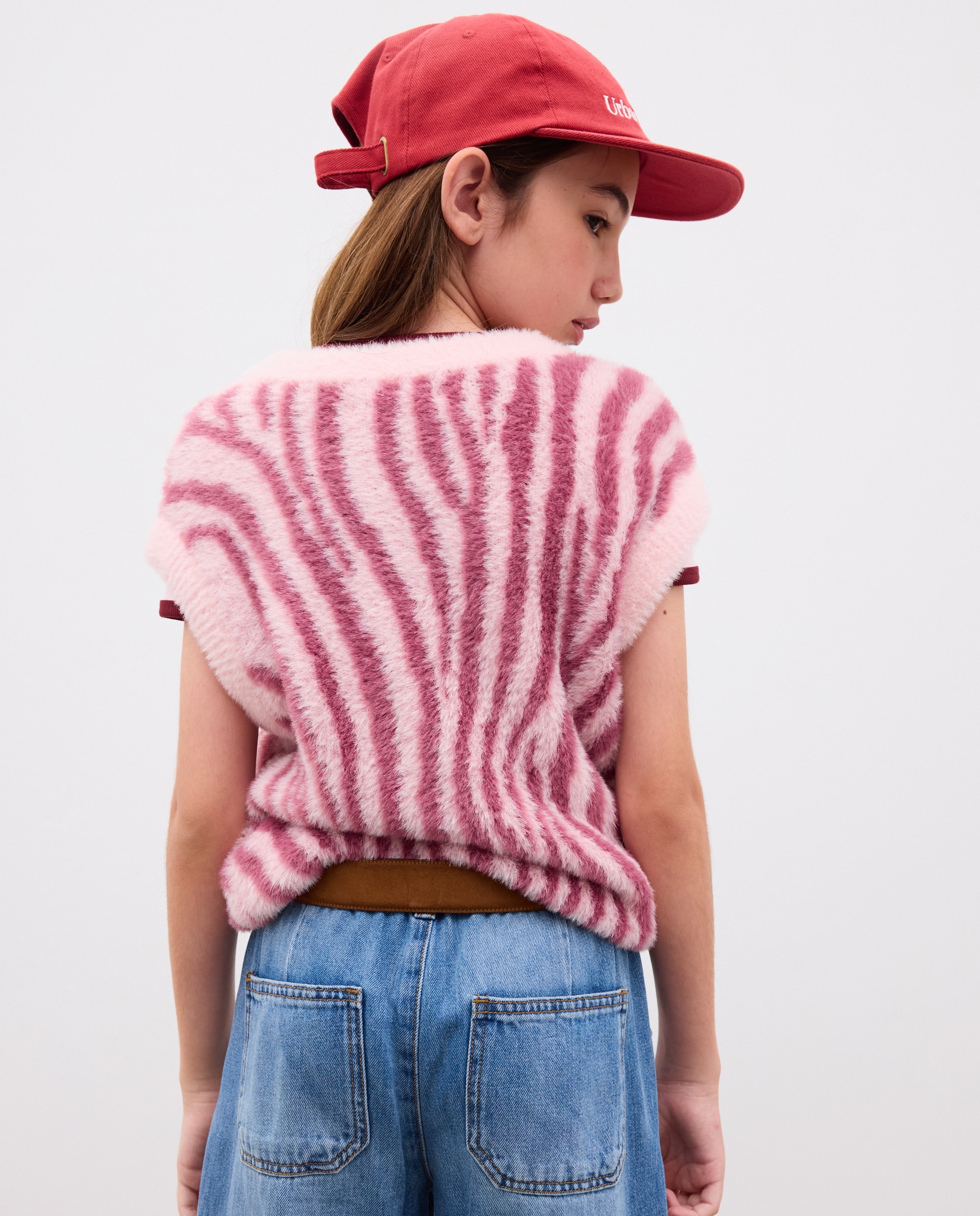 Chaleco cerrado de pelo con intarsia animal print zebra de niña - Kids El Corte Inglés - Rosa Rosa-3