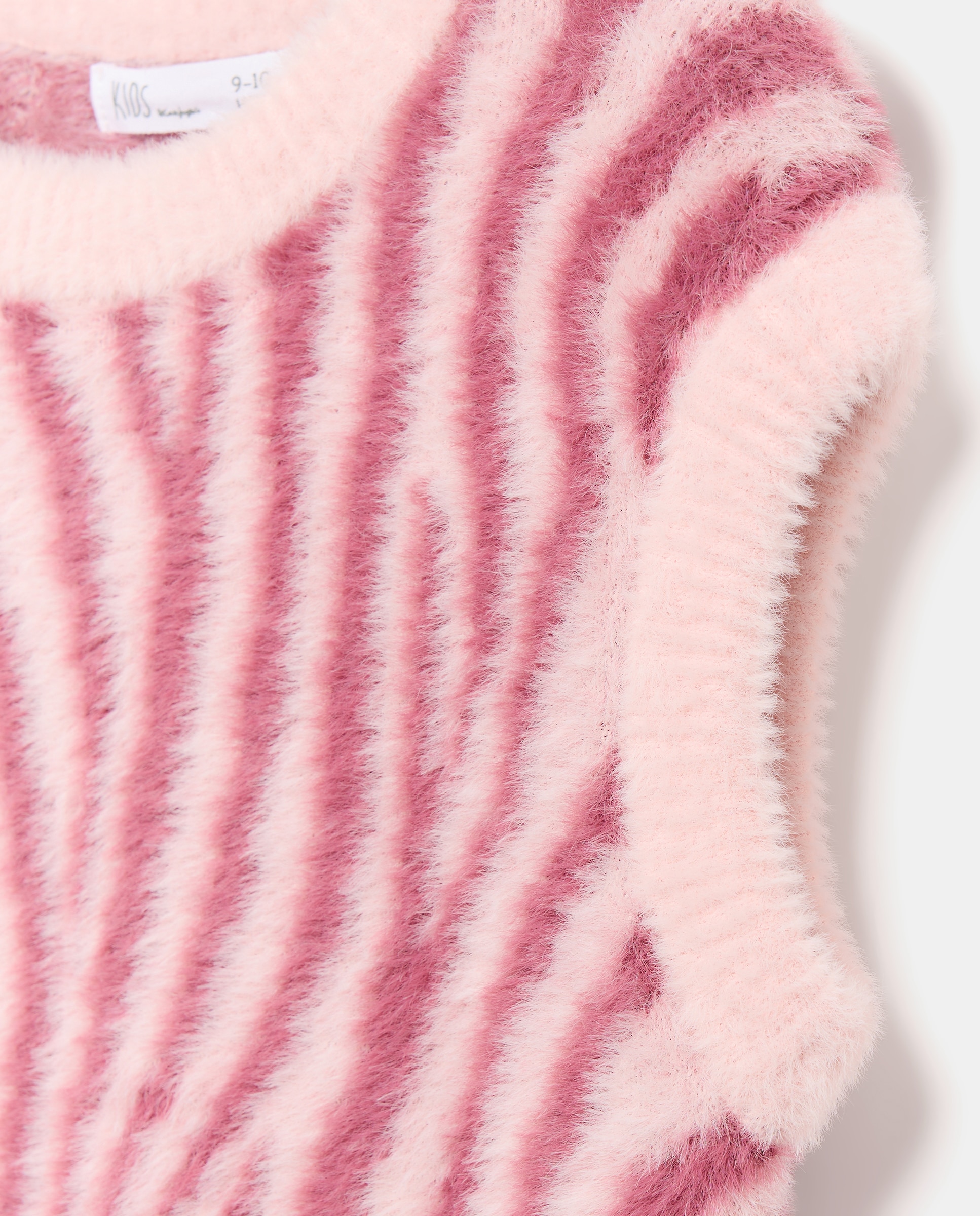Colete Fechado de Pelo com Intársia e Animal Print de Zebra Kids El Corte Inglés Rosa-2