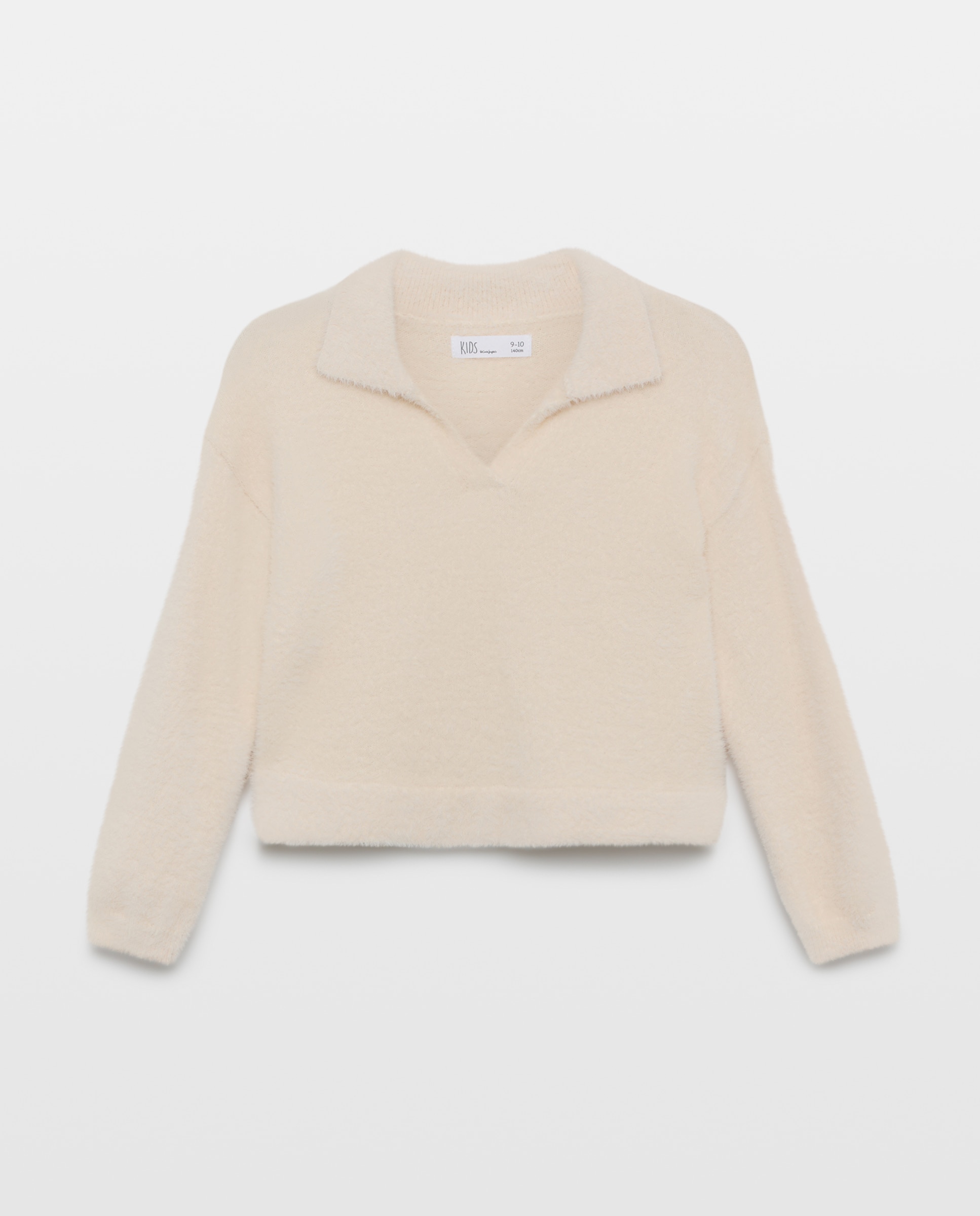 Jersey cuello polo pelo con contraste en puño de niña - Kids El Corte Inglés - 120 Crudo 120 Crudo-4