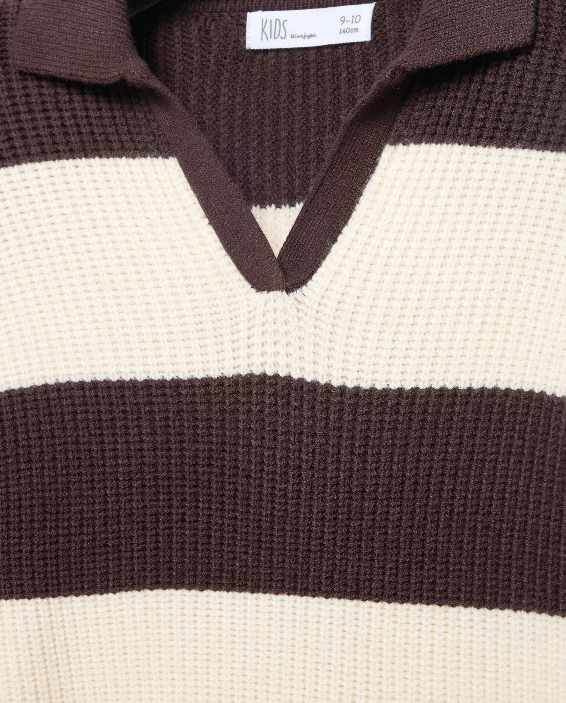 Camisola de Malha com Risca Bicolor e Colarinho de Polo Kids El Corte Inglés Castanho-2