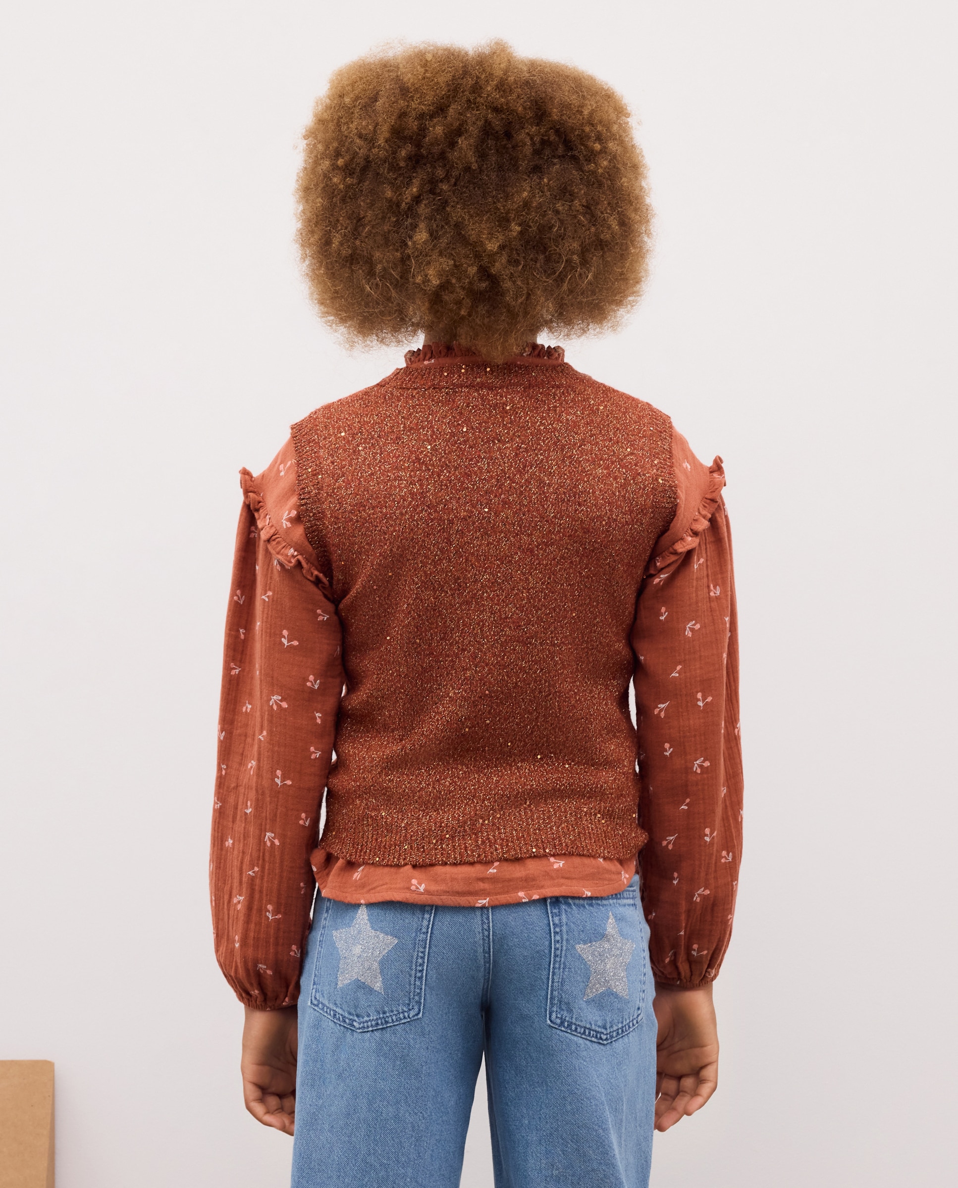 Chaleco tricot hilo con lentejuelas transparentes de niña - Kids El Corte Inglés - Marrón Marrón-3