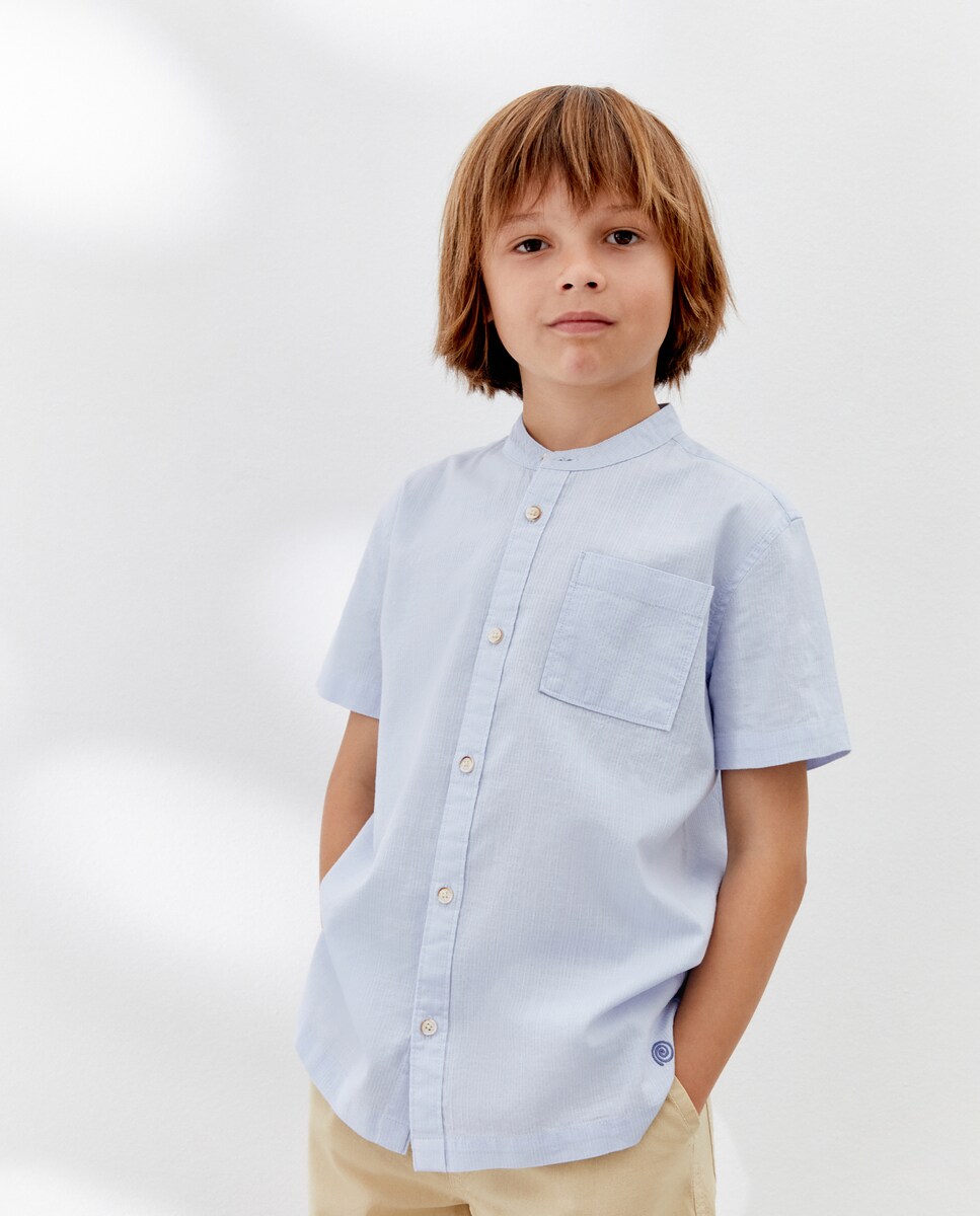 Camisa de Manga Curta 410 Azul Claro-2
