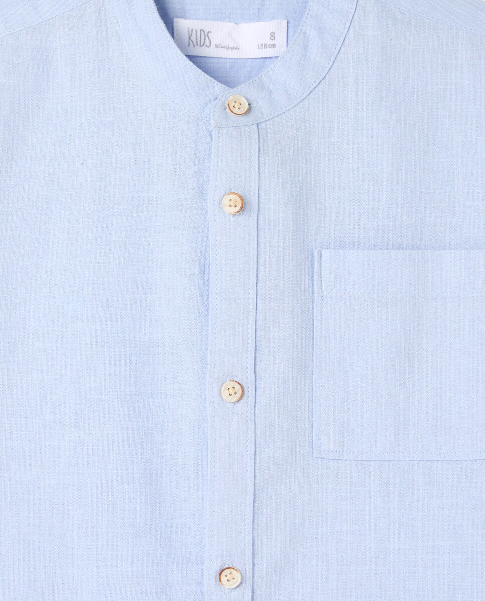 Camisa de Manga Curta 410 Azul Claro-5