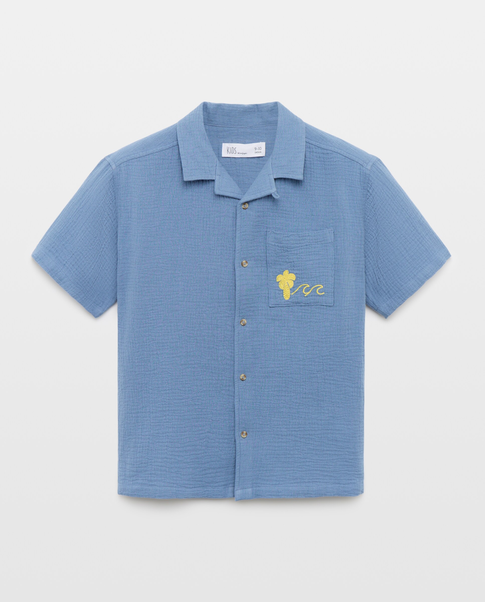 Camisa de Chiffon Duplo com Manga Curta e Gola à Padre Kids El Corte Inglés 400 Azul-4