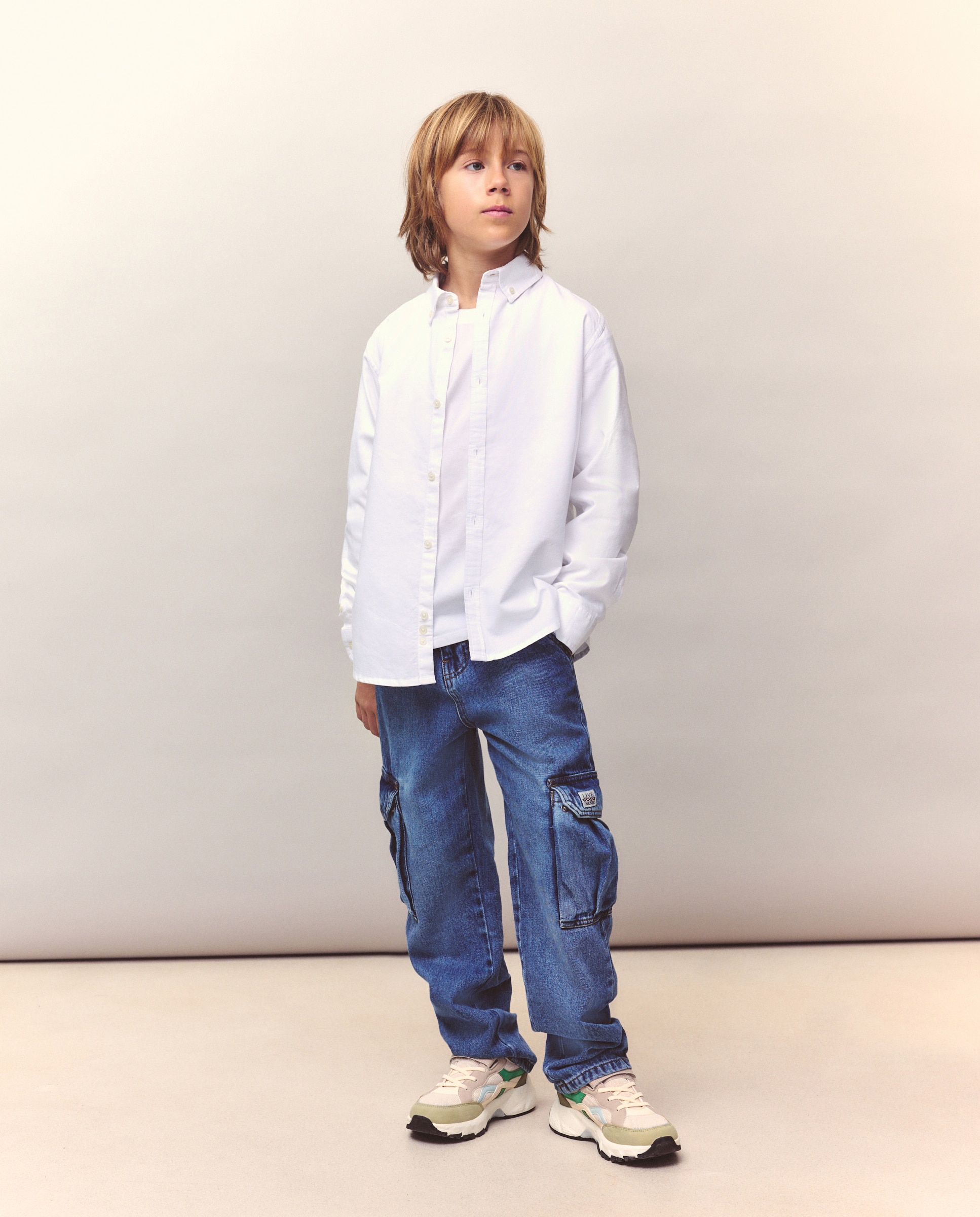 Camisa de Menino Oxford Liso Branco-1