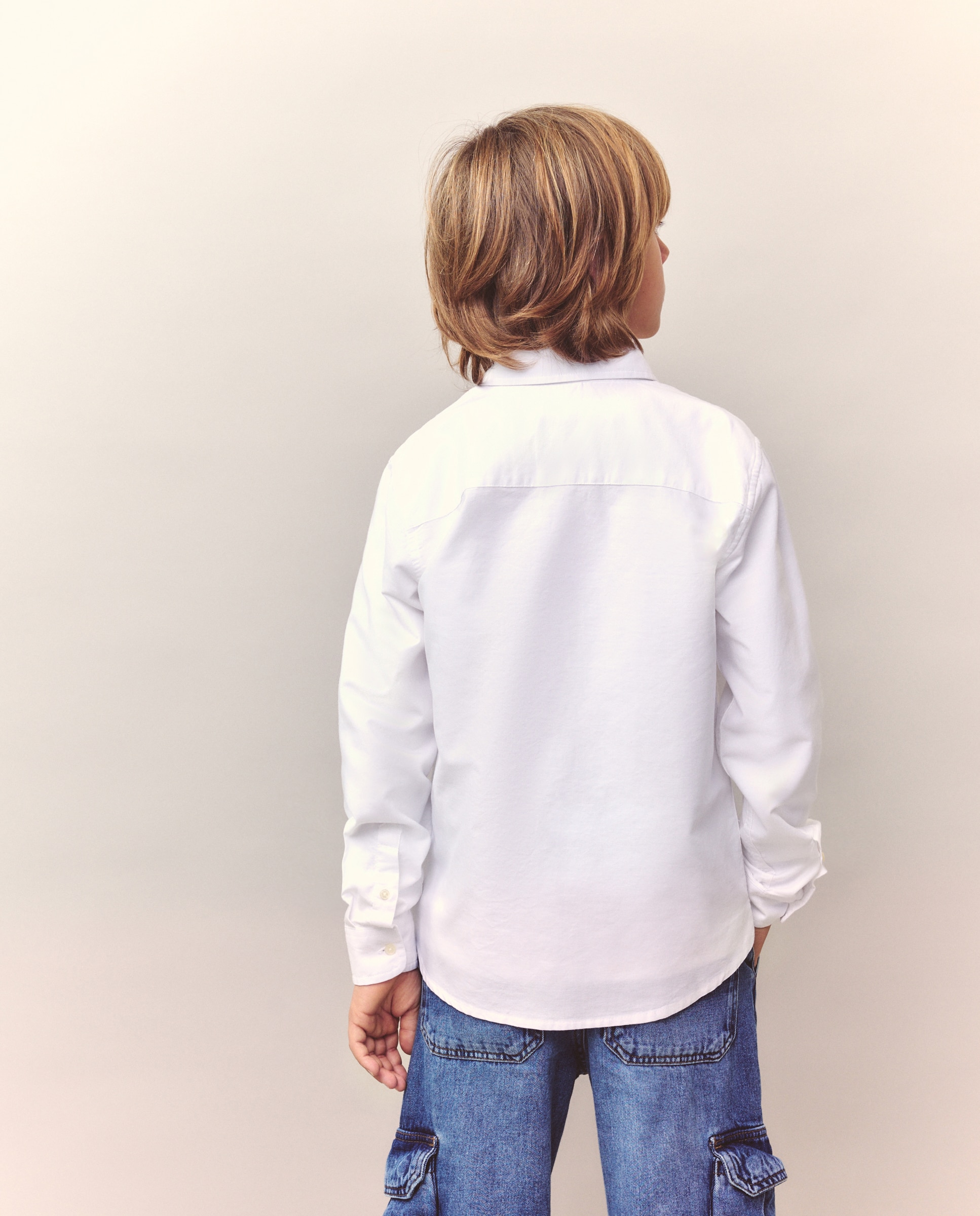 Camisa de Menino Oxford Liso Branco-3