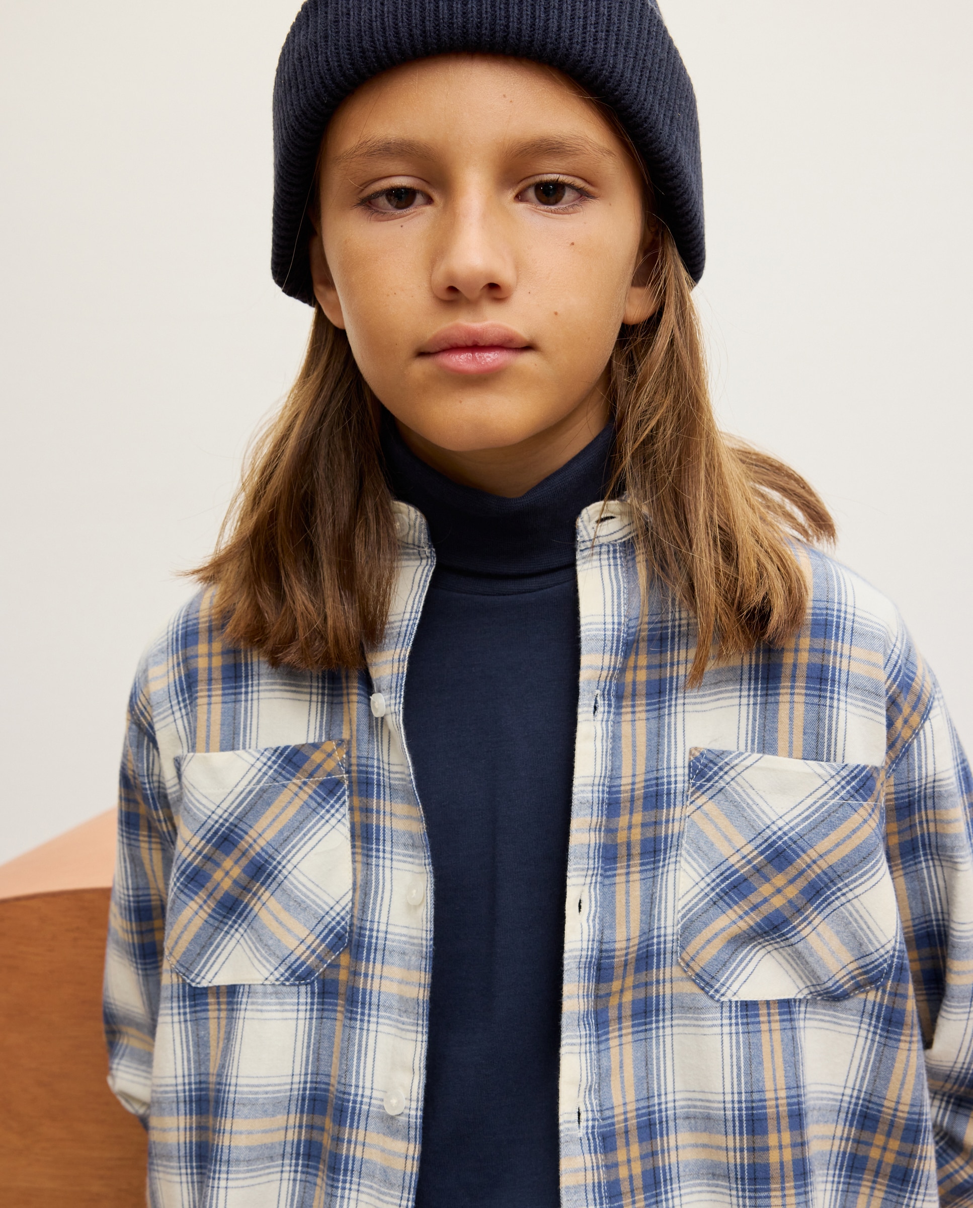 Camisa de Flanela com Manga Comprida Azul-1