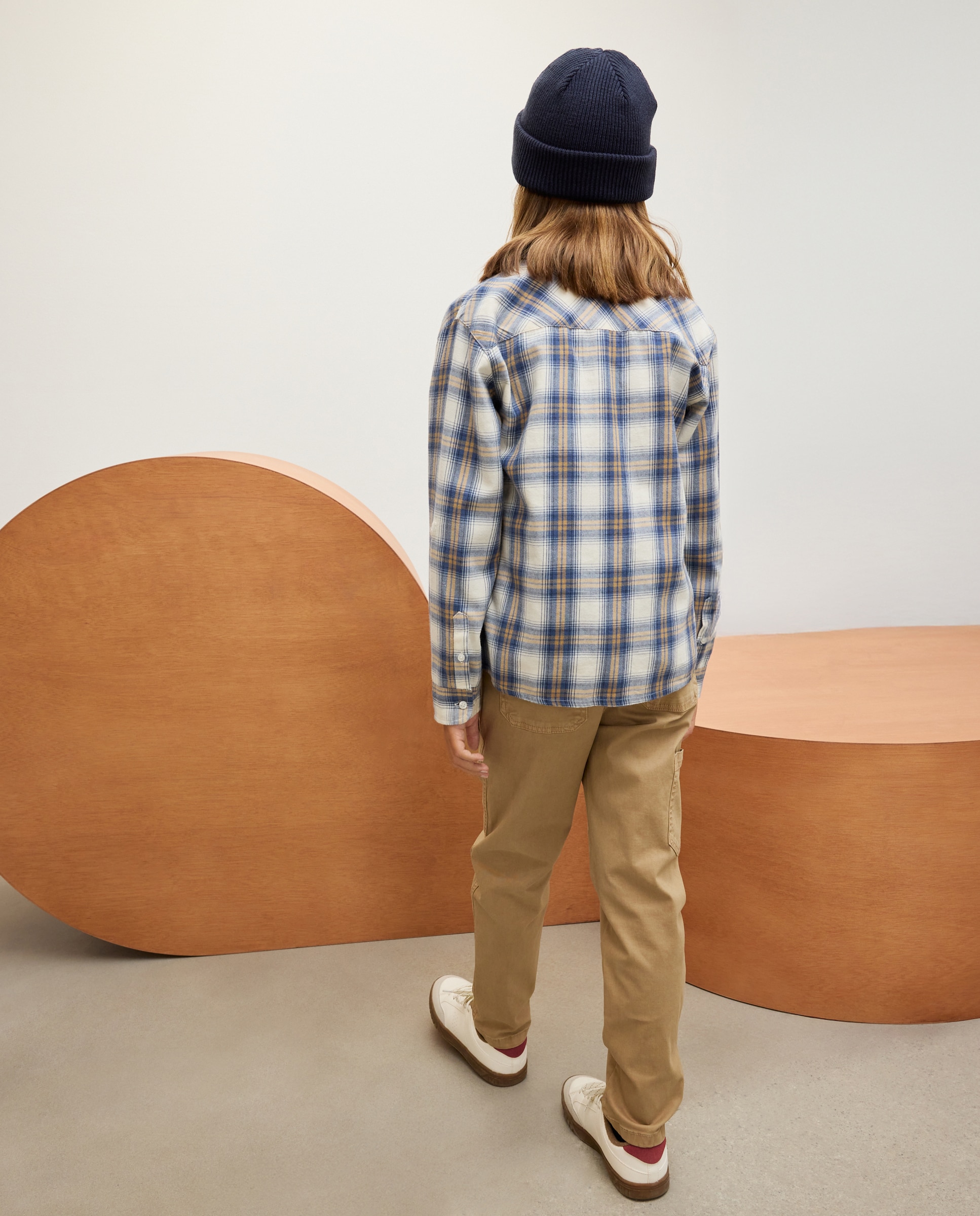 Camisa de Flanela com Manga Comprida Azul-3