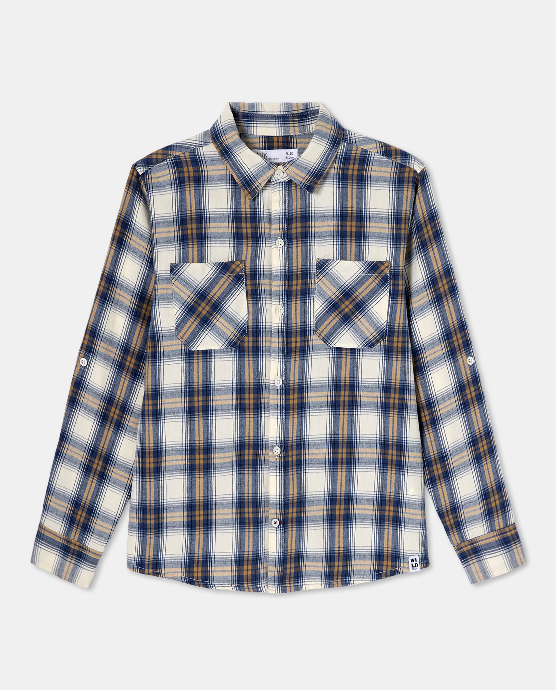 Camisa de Flanela com Manga Comprida Azul-4