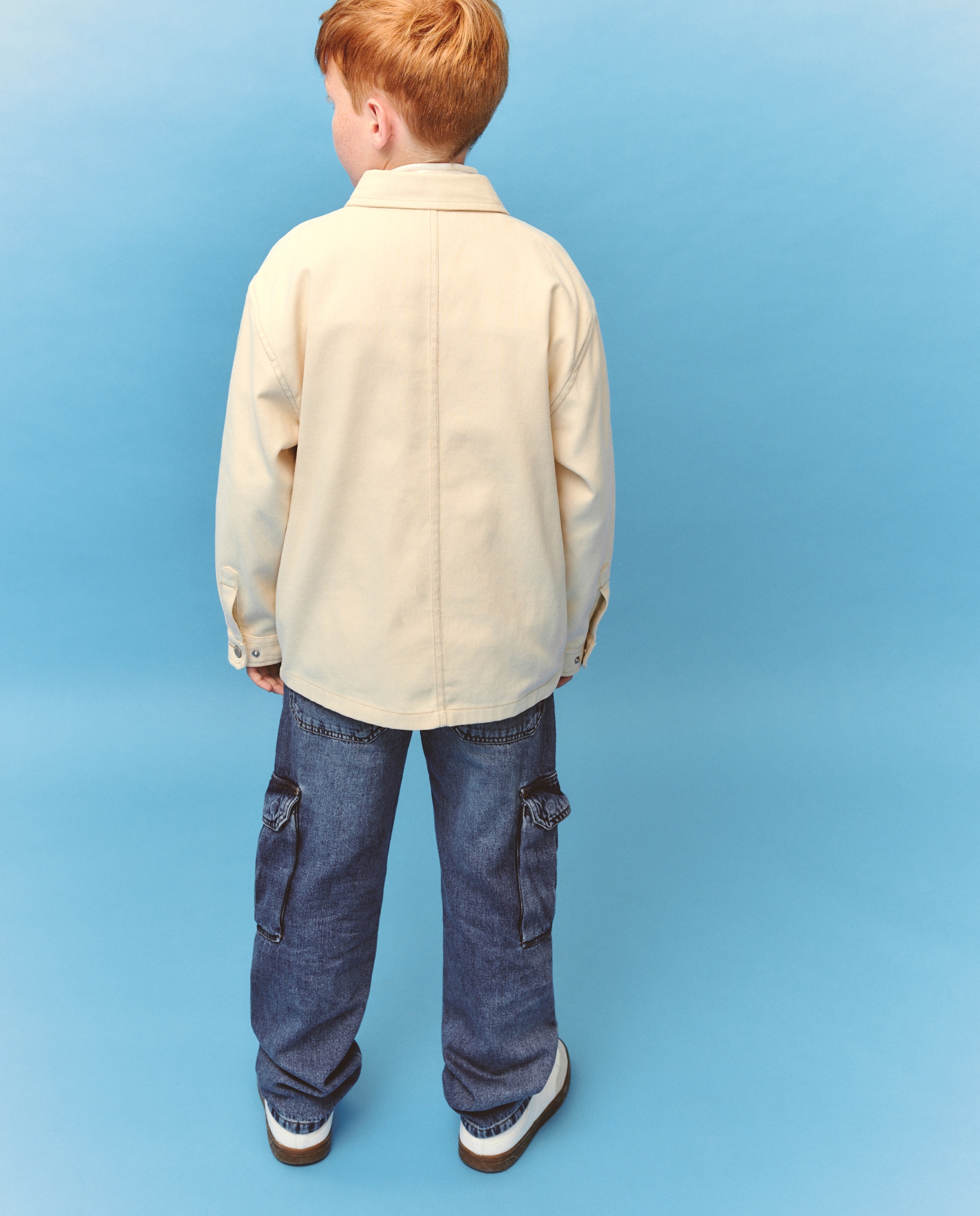 Sobrecamisa de Sarja com Manga Comprida e Bolsos 120 Cru-4