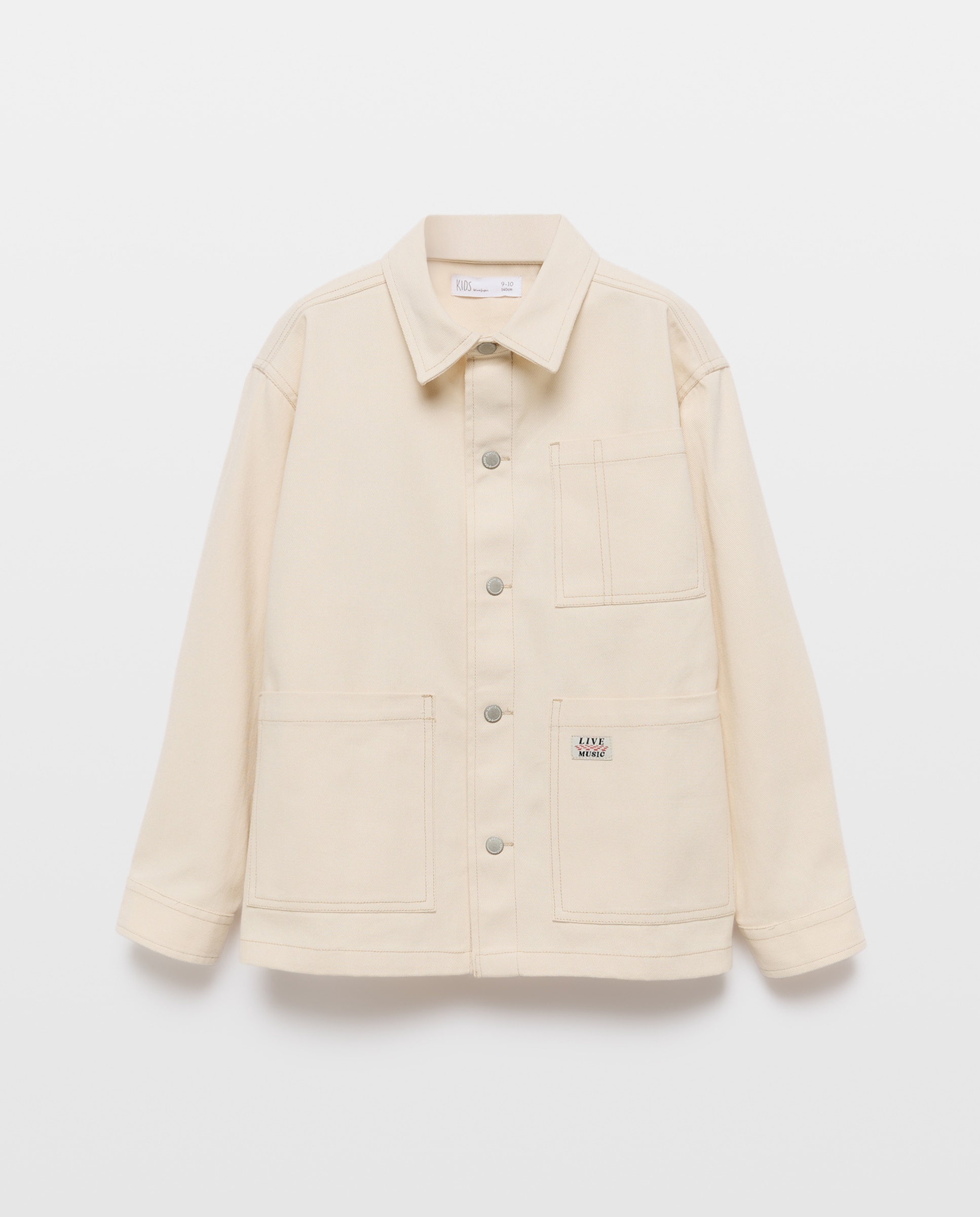 Sobrecamisa de Sarja com Manga Comprida e Bolsos 120 Cru-5