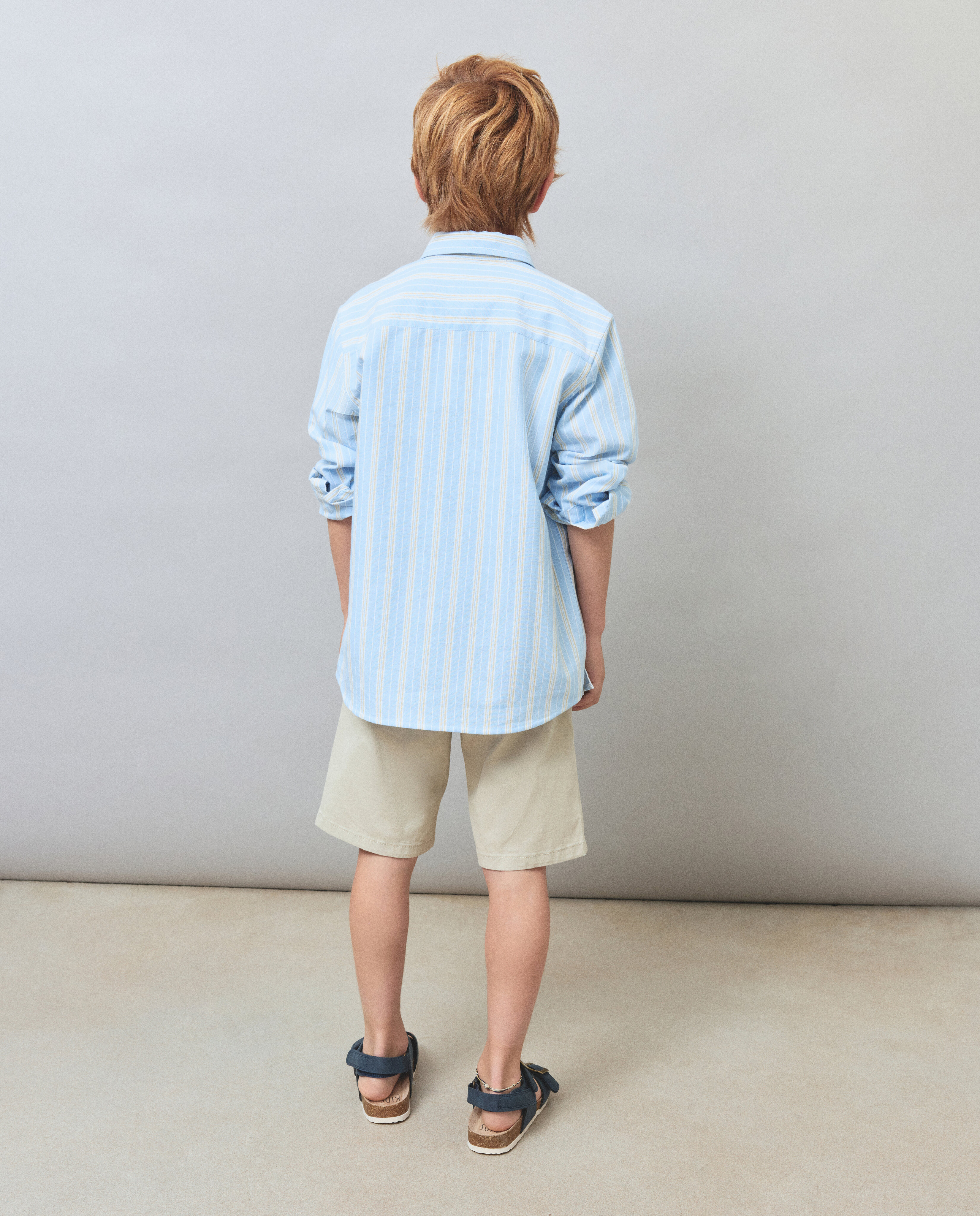 Camisa Oxford às Riscas com Manga Comprida Kids El Corte Inglés Verde-3