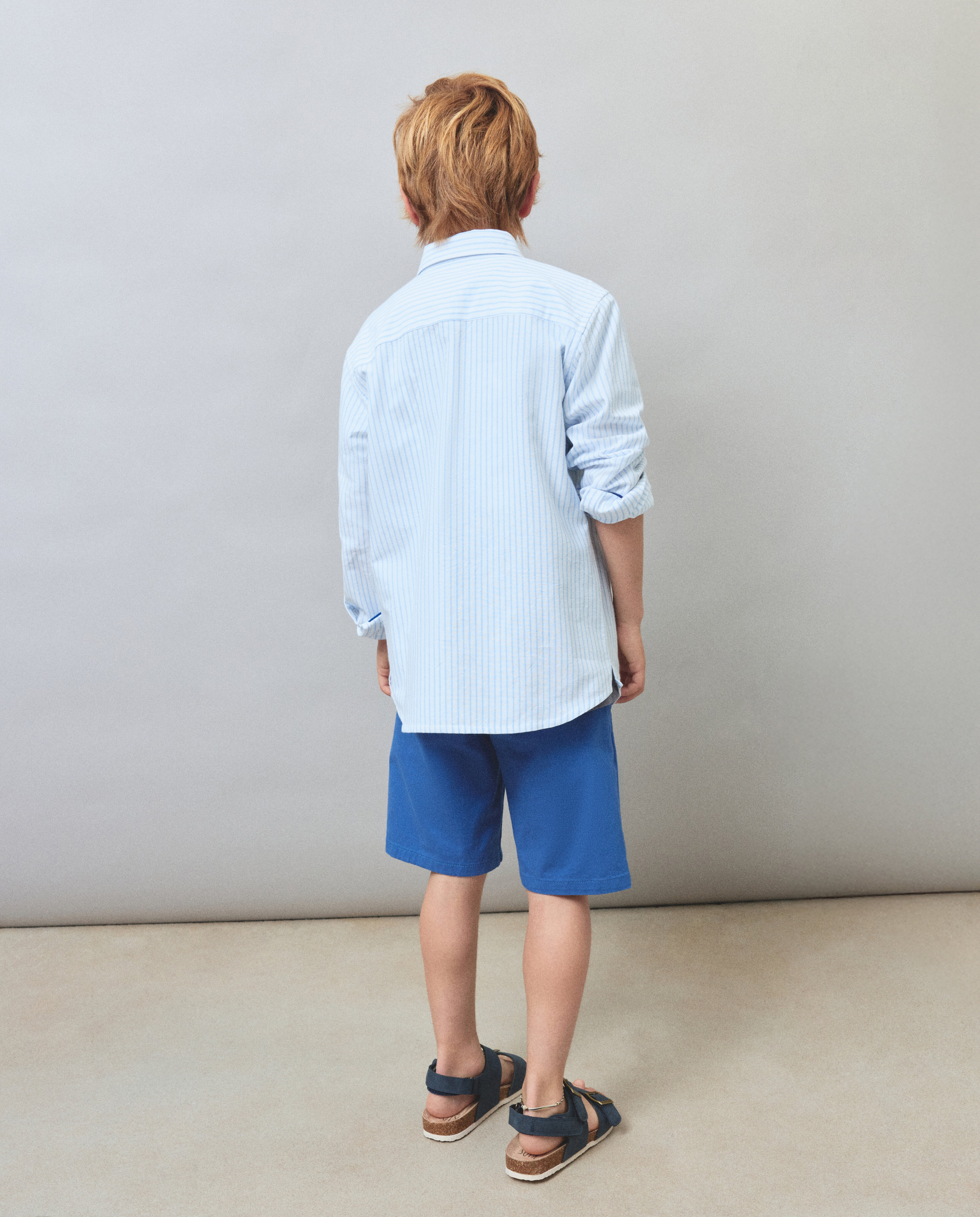 Camisa Oxford às Riscas com Manga Comprida Kids El Corte Inglés Azul-3