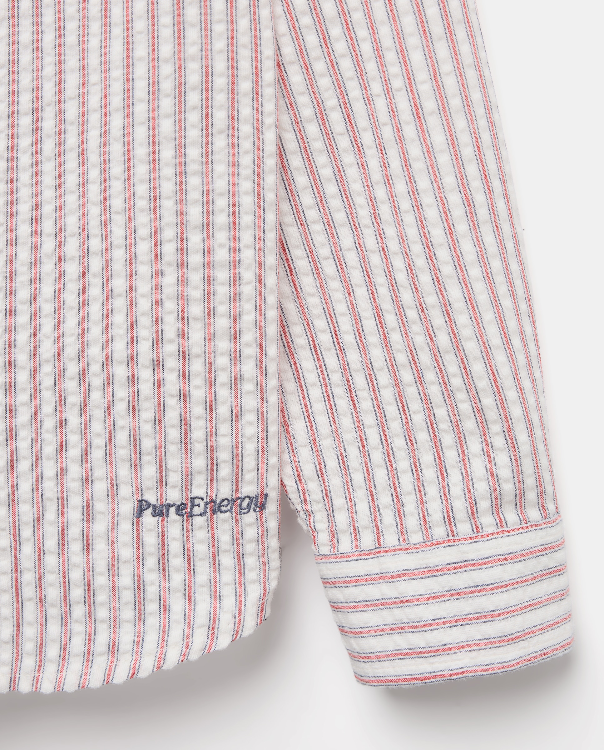 Camisa de Manga Comprida com Risca de Seersucker Vermelho-6
